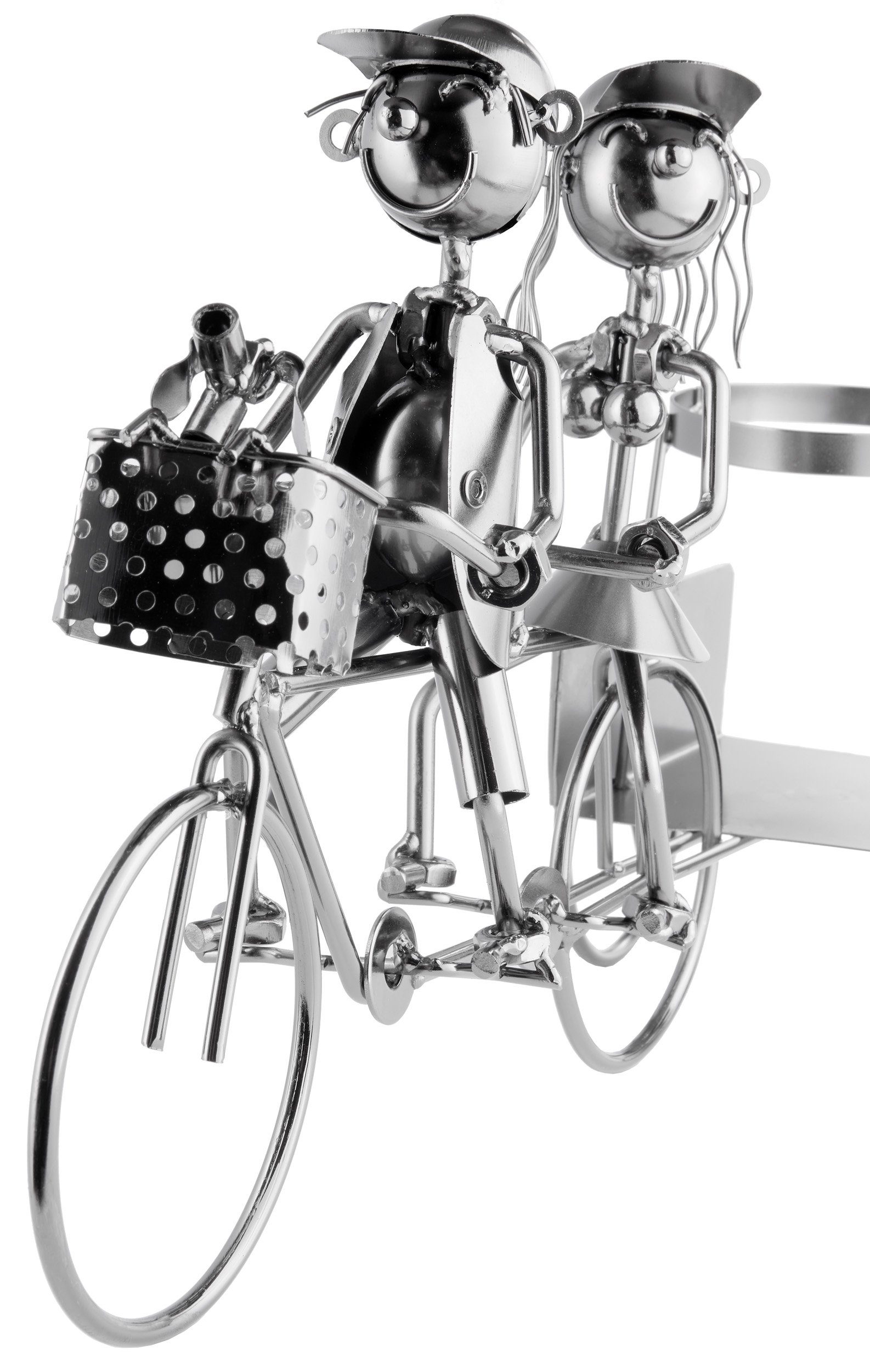 BRUBAKER Weinflaschenhalter Paar auf Tandem Flaschenhalter, (inklusive Grußkarte), Weinhalter Metall Skulptur, Wein Geschenk
