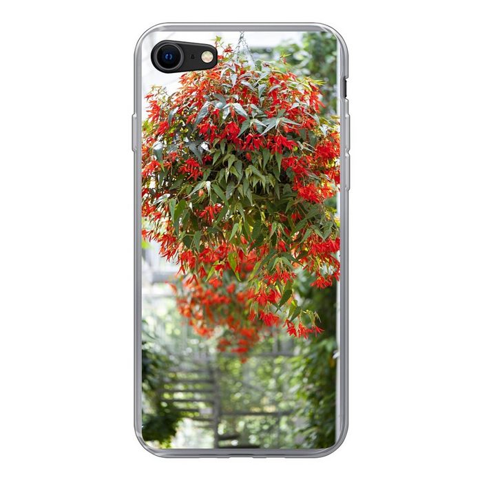 MuchoWow Handyhülle Hängepflanze mit roten Blüten Handyhülle Apple iPhone 7 Smartphone-Bumper Print Handy Schutzhülle