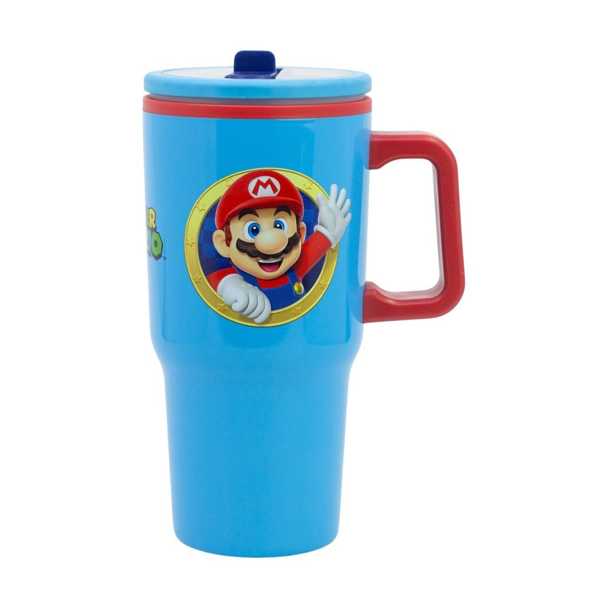 Super Mario Thermobecher 640 ml Edelstahl doppelwandiger Trinkbecher mit Trinkhalm, 1-tlg., Edelstahl