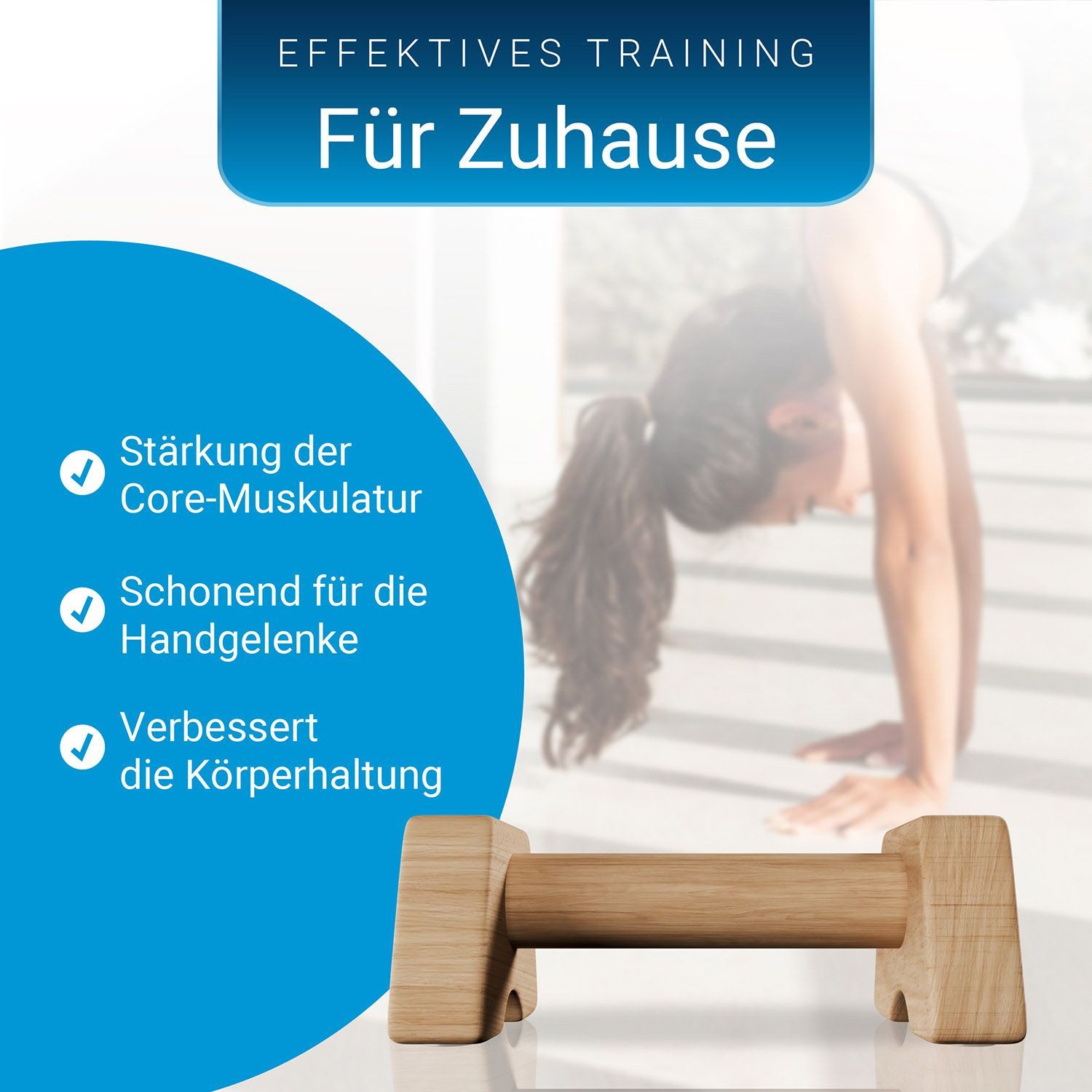 ArtSport Liegestützgriffe M (2-St), Parallettes aus Holz für Calisthenics, handlich, leicht & stabil