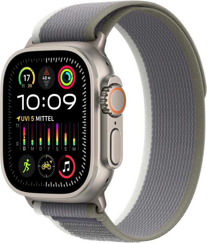 Apple Watch Ultra 2 GPS 49 mm + Cellular Titanium M/L Smartwatch (4,9 cm/1,92 Zoll, Watch OS 10), Trail Loop