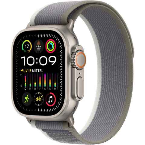 Apple Watch Ultra 2 GPS 49 mm + Cellular Titanium M/L Smartwatch (4,9 cm/1,92 Zoll, Watch OS 10), Trail Loop