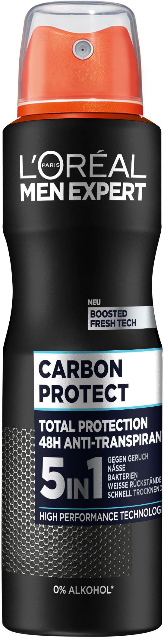 6-tlg. Packung, Protect 5-in-1, Deo-Spray L'ORÉAL Spray Carbon Deo EXPERT PARIS MEN