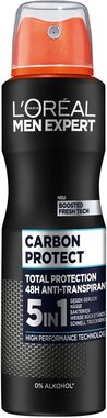 L'ORÉAL PARIS MEN EXPERT Deo-Spray Deo Spray Carbon Protect 5-in-1, Packung, 6-tlg.