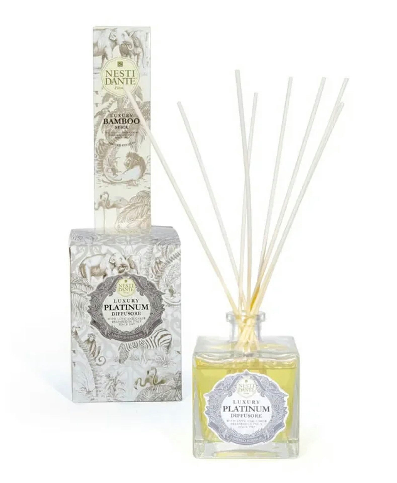 Nesti Dante Diffuser Luxury Room Diffuser Raumduft PLATINUM 500 ml incl. Bambusstäbchen, Vegane, pflanzliche Extrakte aus kontrolliert biologischem Anbau