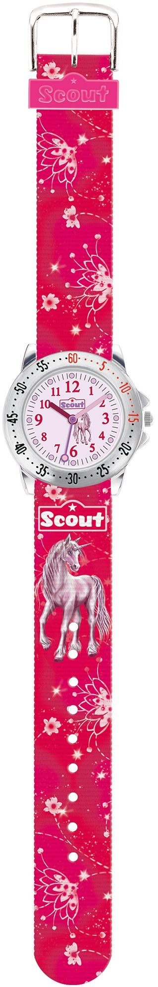 als 280378007, Scout auch Achtion Quarzuhr Geschenk ideal Einhorn-Blumenmotiv, Girls, Lernuhr,