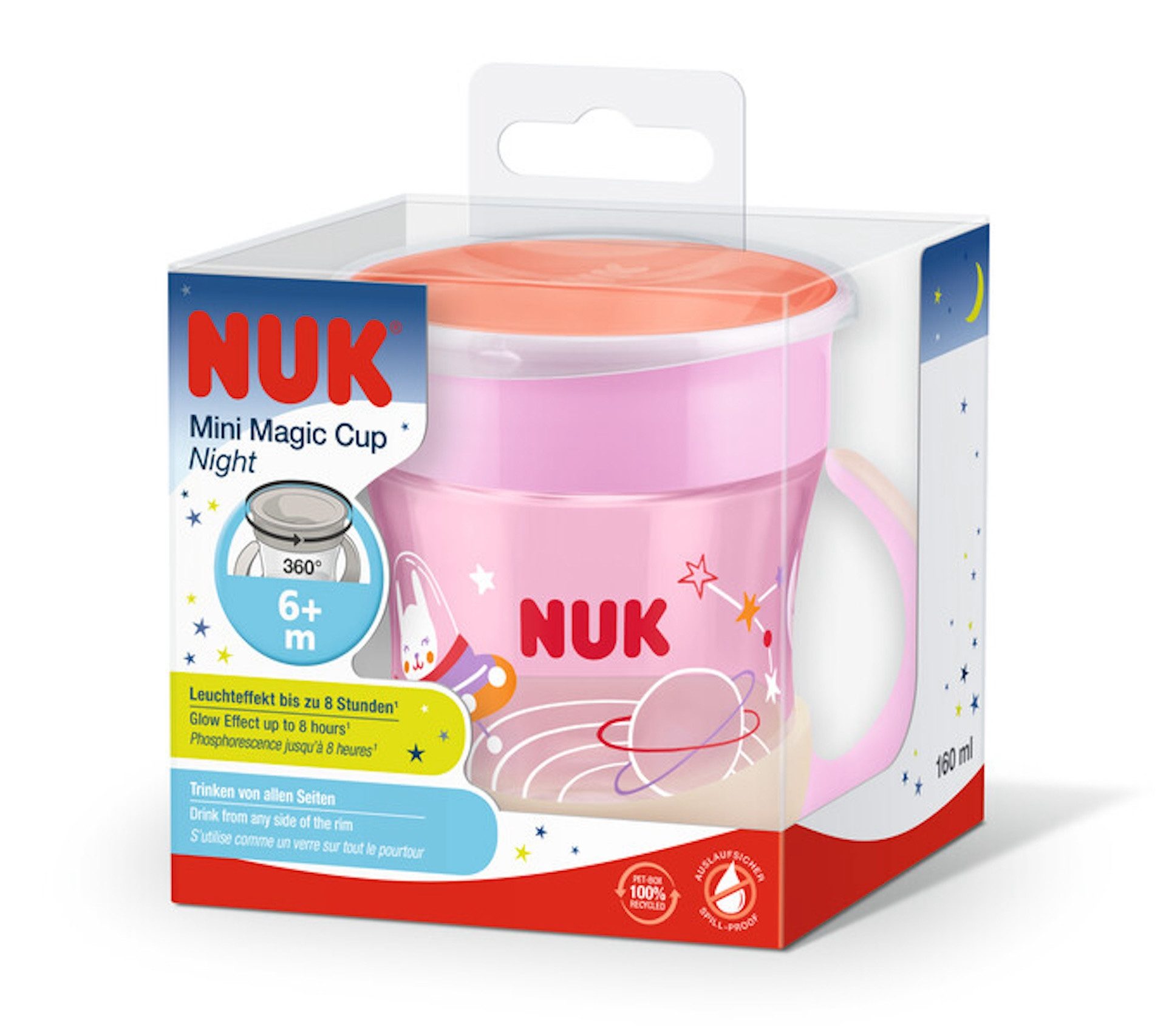 NUK Babyflasche NUK Trinklernbecher Glow in the dark Mini Magic cup