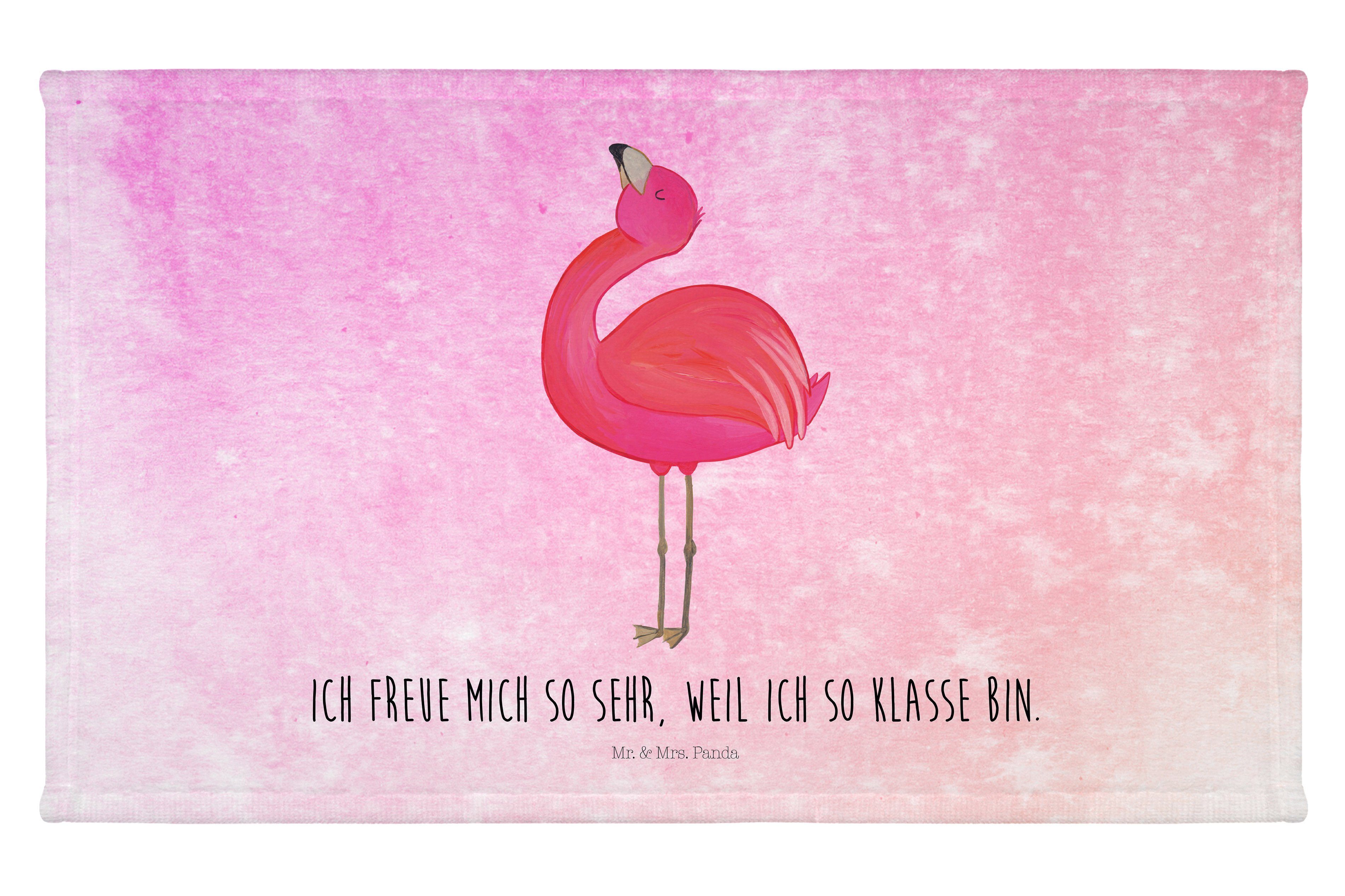 Mr. & Mrs. Panda Handtuch Flamingo stolz - Aquarell Pink - Geschenk, Gästetuch, Tochter, Selbst, (1-St) | Alle Handtücher