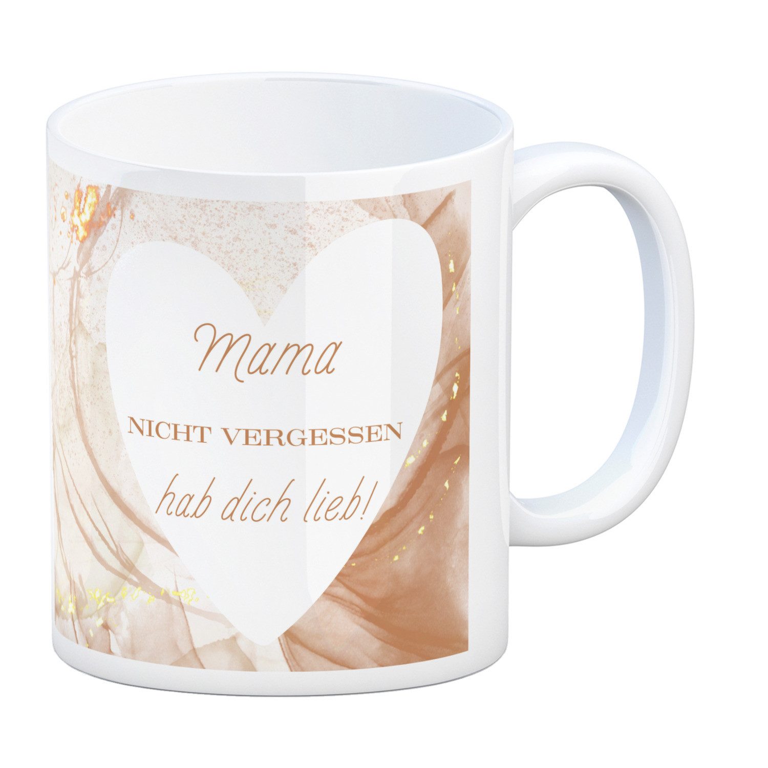 Tasse Herz Kaffeebecher mit Spruch Mama nicht vergessen ich hab dich lieb