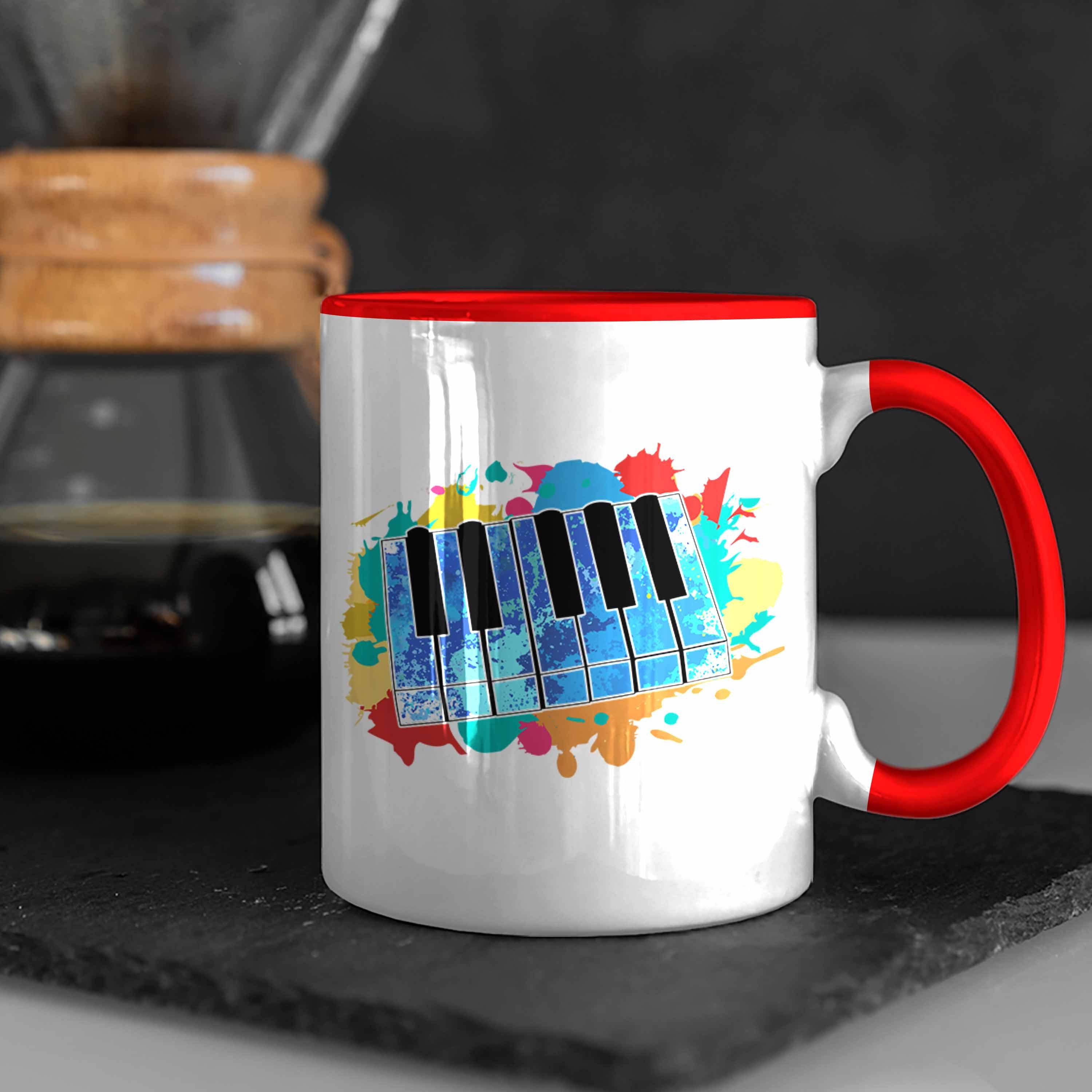Trendation Tasse Spieler Keyboarder Keyboard Band Geschenk für Rot Musiker Geschenkid Tasse