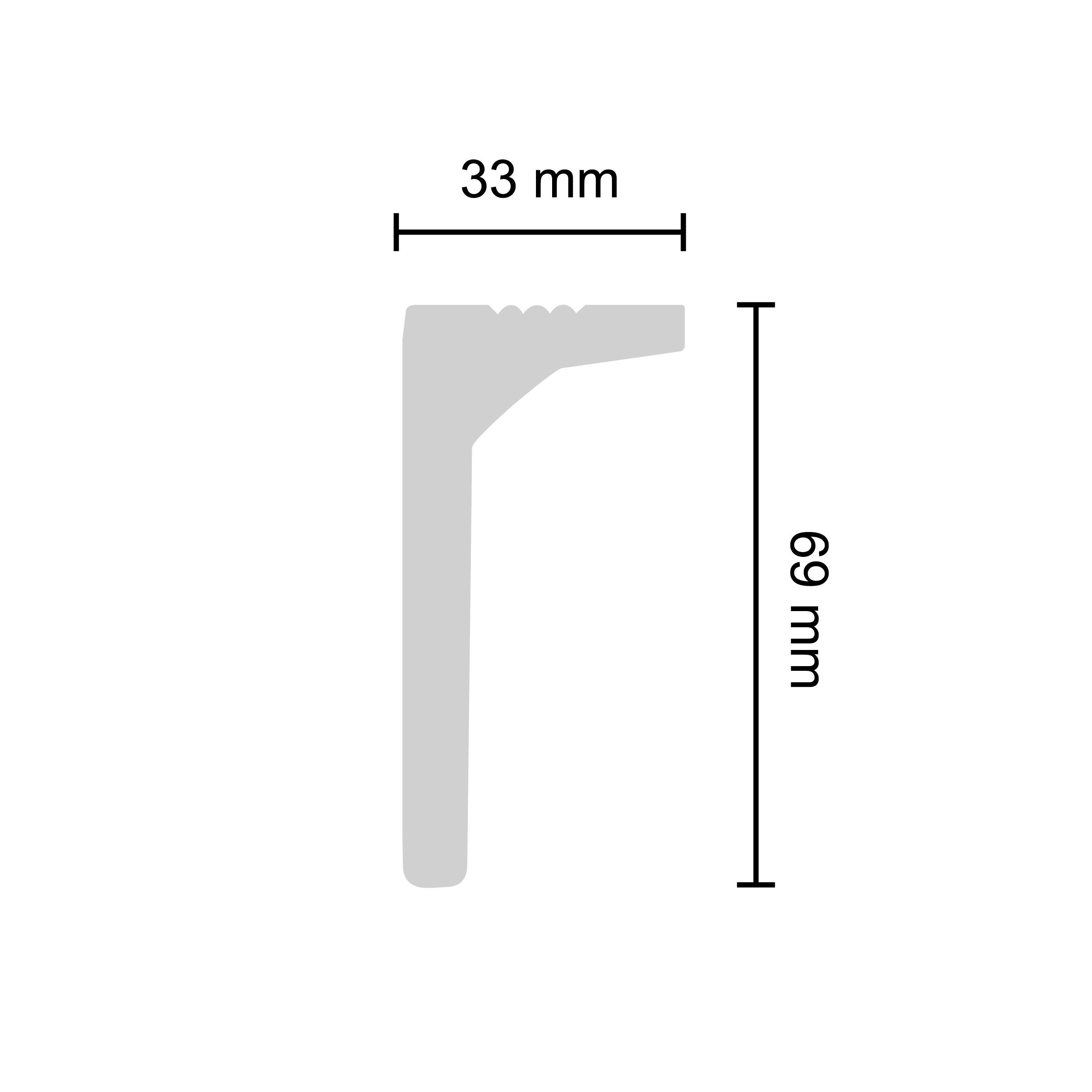 Decosa Zierleiste Decosa Lichtleiste L70 (Selma), 33 x 69 mm, Länge: 2 m - 1 Stück, Kleben, Polystyrol (Styropor)