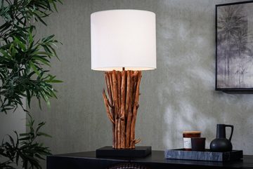 riess-ambiente Tischleuchte EUPHORIA 60cm natur / weiß, Ein-/Ausschalter, ohne Leuchtmittel, Wohnzimmer · Massivholz · Baumwolle · mit Lampenschirm · Handarbeit