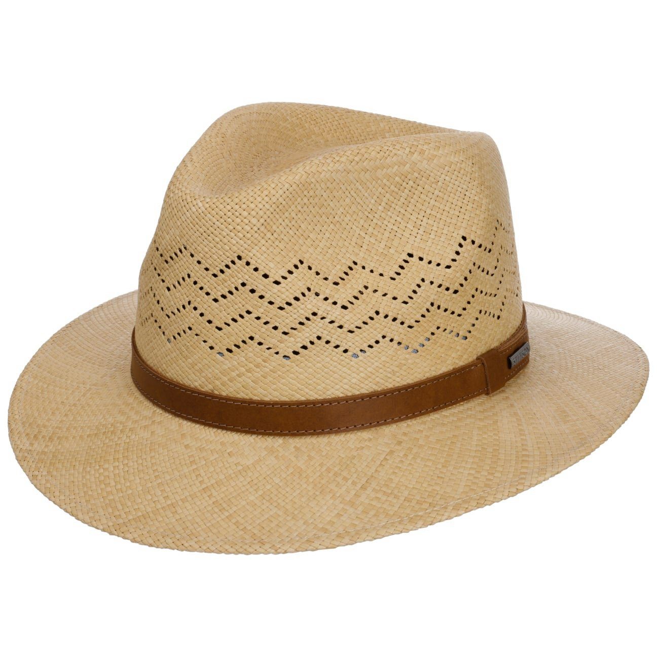 Förderungsmaßnahme Stetson Sonnenhut Made Ecuador Strohhut mit (1-St) Lederband, in