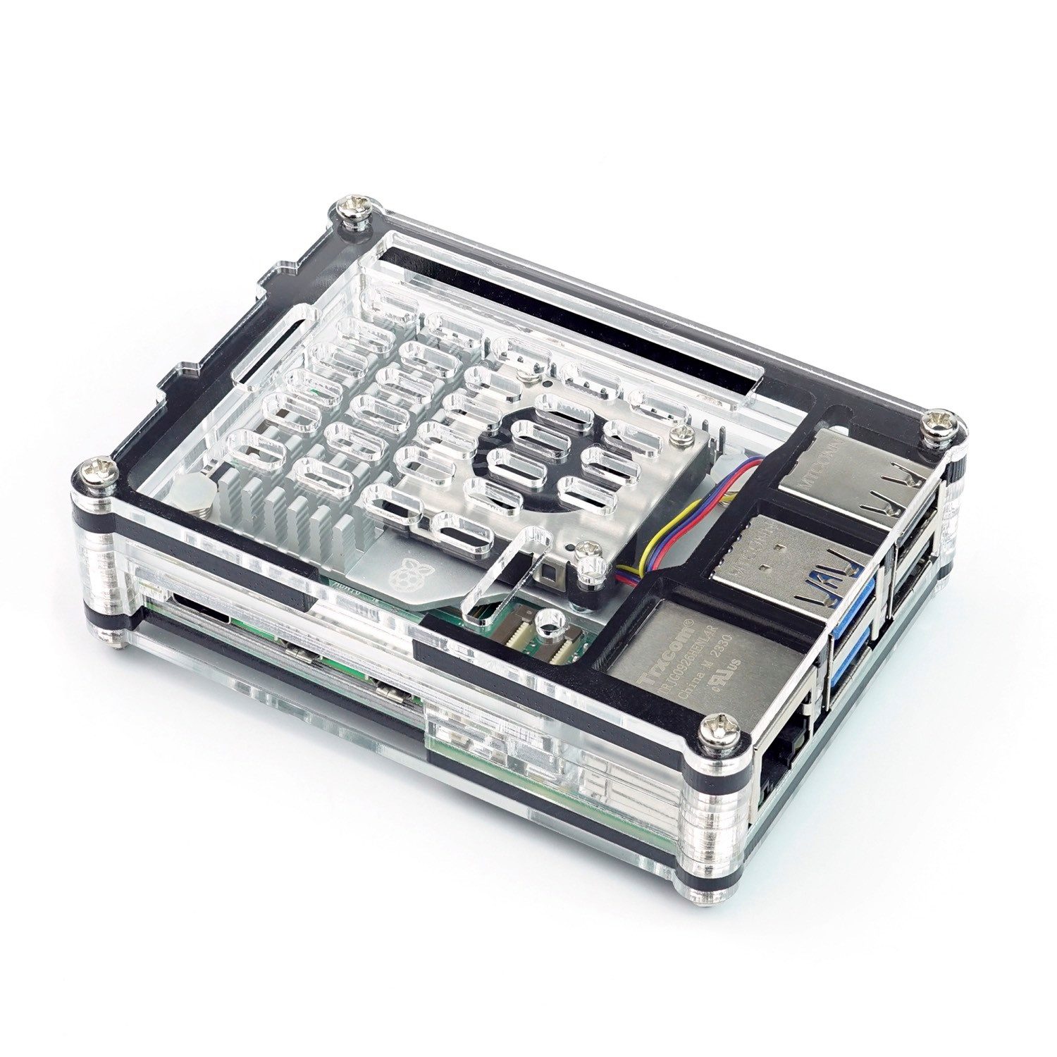 PC-Gehäuse Acryl Gehäuse für Raspberry Pi 5 + Active Cooler, stackable