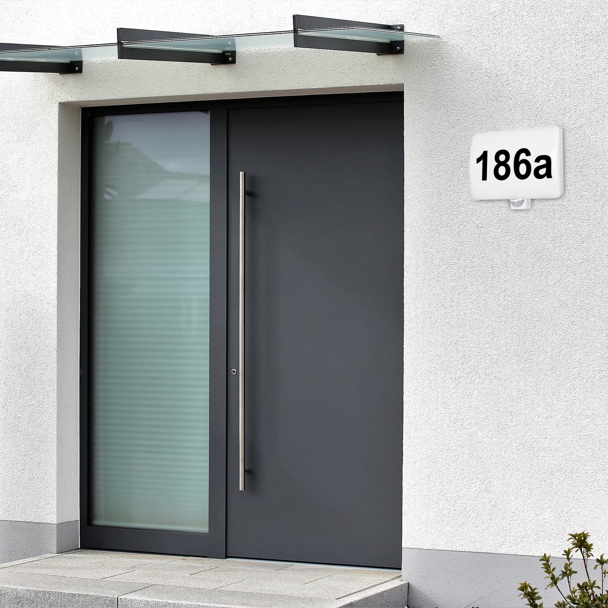 Maxkomfort LED Außen-Wandleuchte MAXOR Hausnummernleuchte, LED fest integriert, Neutralweiß, 4000K, Hausnummer beleuchtet