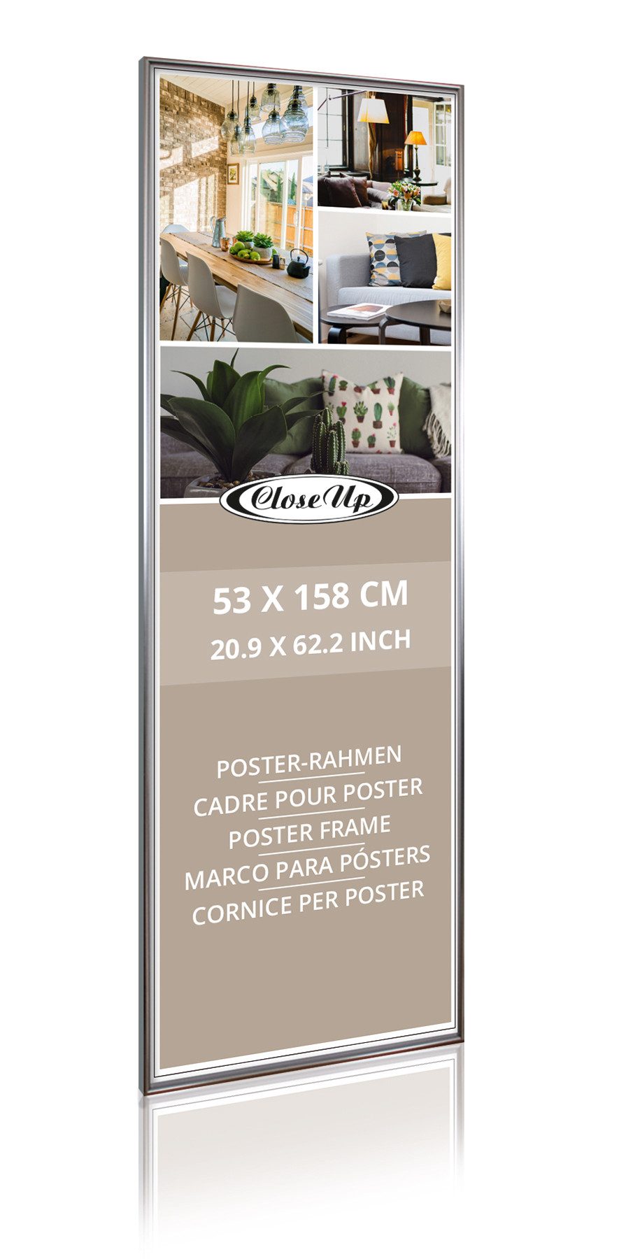 Close Up Bilderrahmen Posterrahmen 53 x 158 cm silber