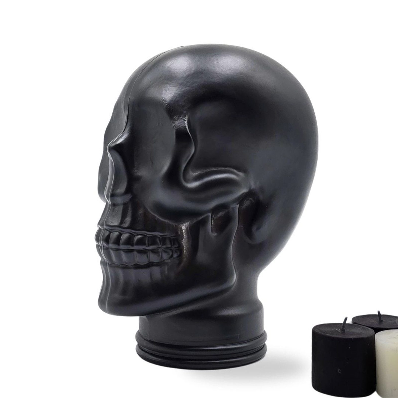 DESIGN DELIGHTS Skulptur Glas KOPFHÖRERSTÄNDER TOTENKOPF, 26cm Glaskopf Skulptur, M01 schwarz