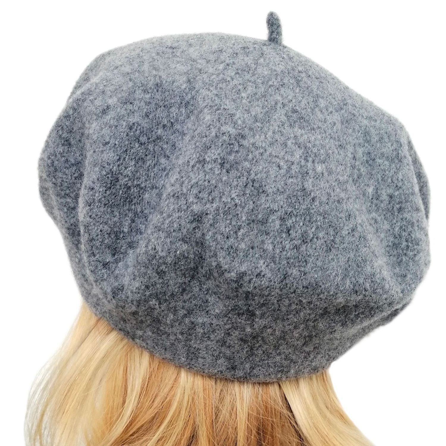Breiter Baskenmütze meliert aus Wolle günstig online kaufen