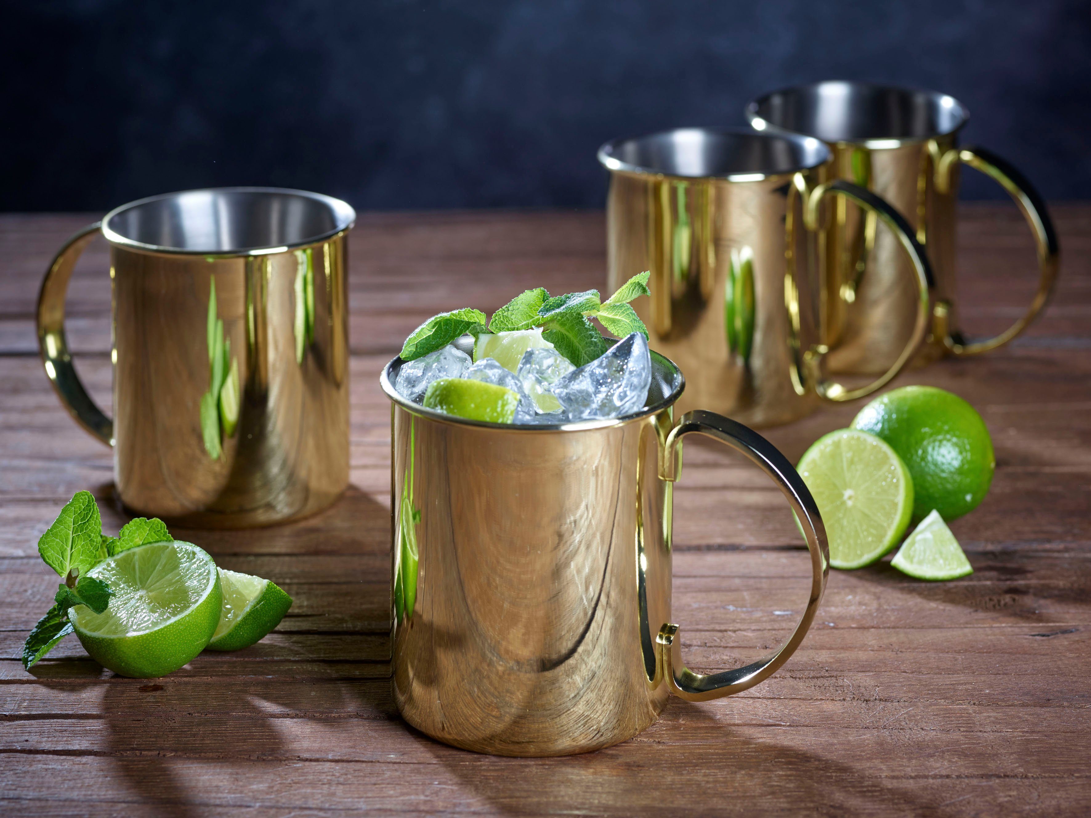 ECHTWERK Gläser-Set, 4-tlg., Edelstahl, Outdoor Becher, Camping Tassen, Geschenkset, bruchsicher, 1000 ml