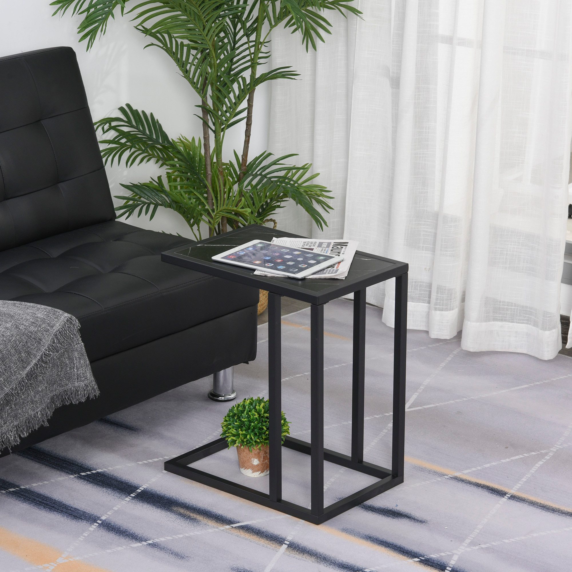 HOMCOM Beistelltisch mit Marmoroptik, Metallrahmen, (Couchtisch, günstig online kaufen