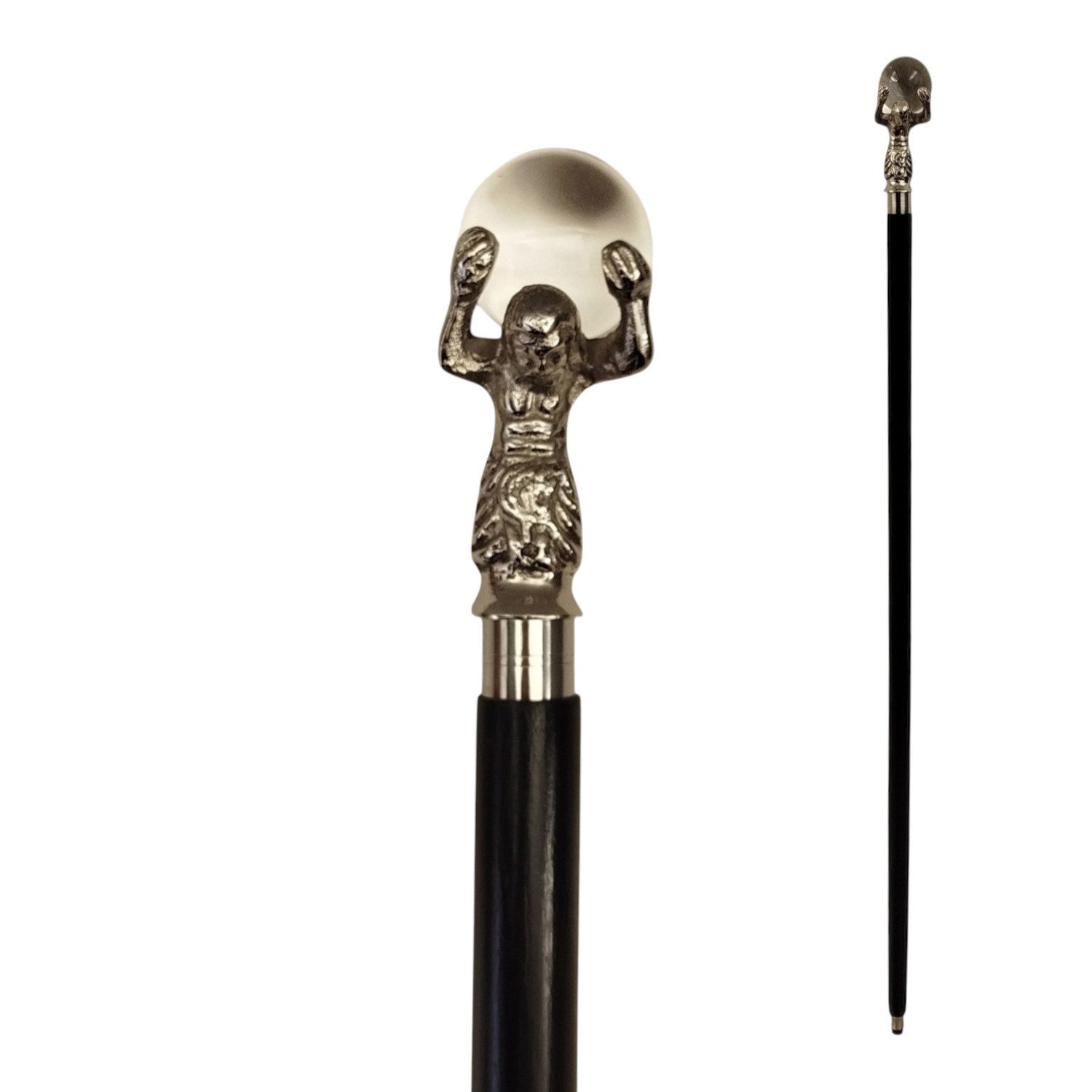 FTWdesign Frackstock Last der Welt Spazierstock aus Holz mit silbernem Griff aus Metall