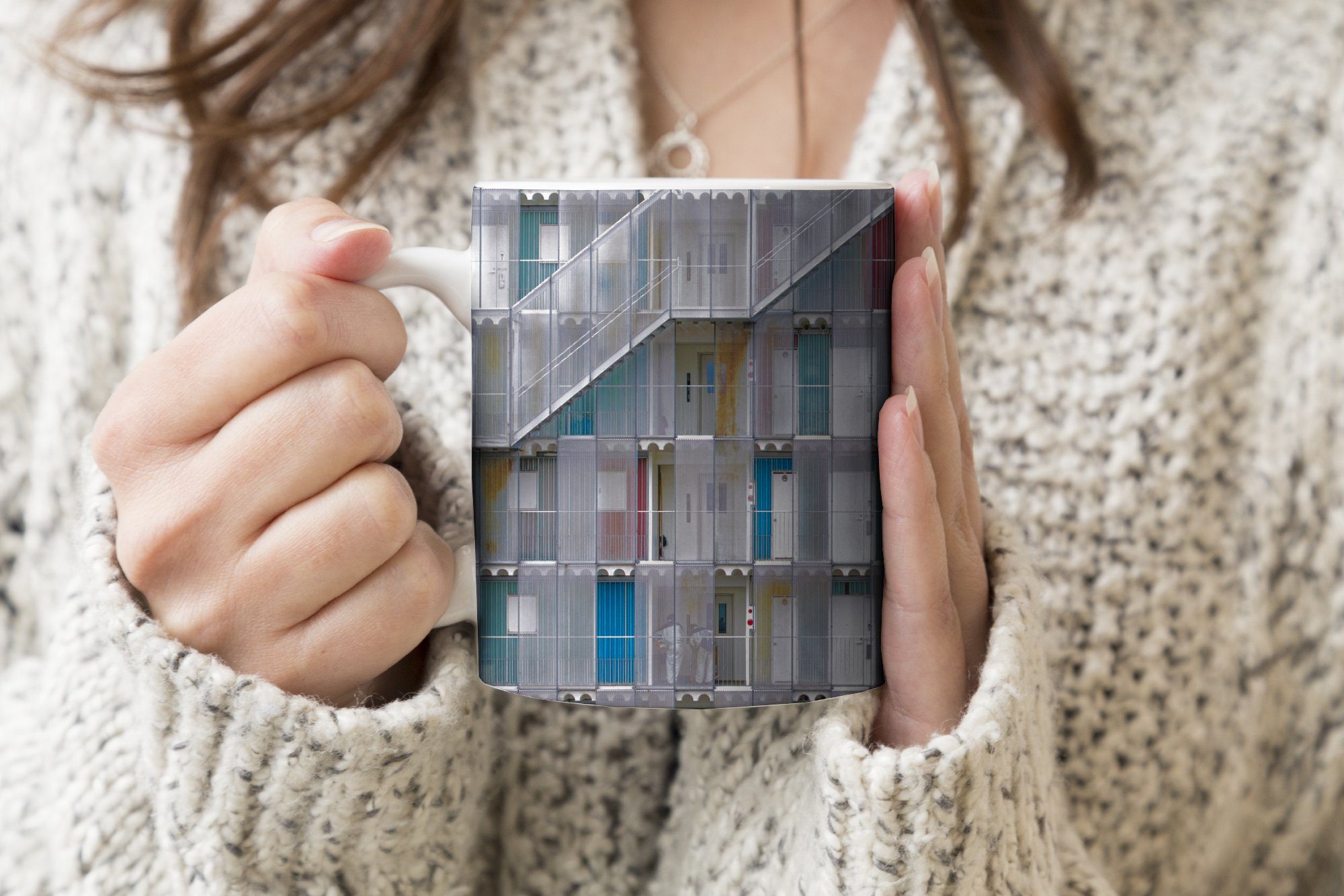 Architektur Teetasse, - Geschenk Kaffeetassen, - Treppe, Türen Wohnungen MuchoWow Teetasse, - Becher, Tasse Keramik,