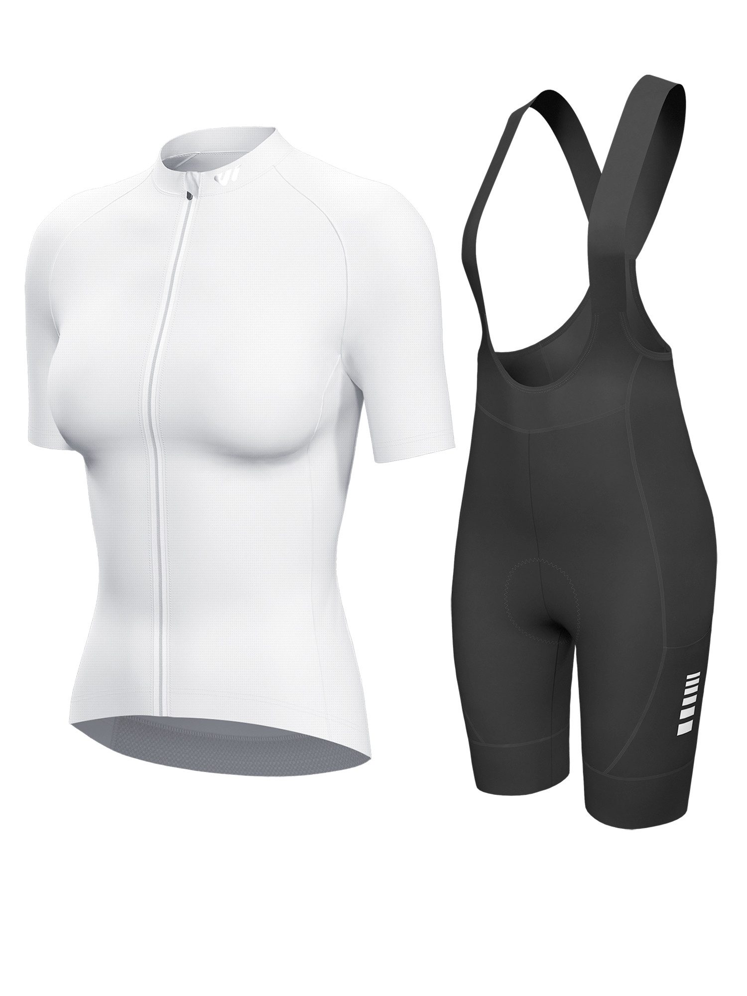 Wulibike Radtrikot Damen 2-tlg. Urban Fitness Fahrradbekleidungsset, Damen Radtrikot-Set (2-tlg) Figurbetontes Netz-Trikot & High-Waist Bib-Shorts mit Schaumpolster