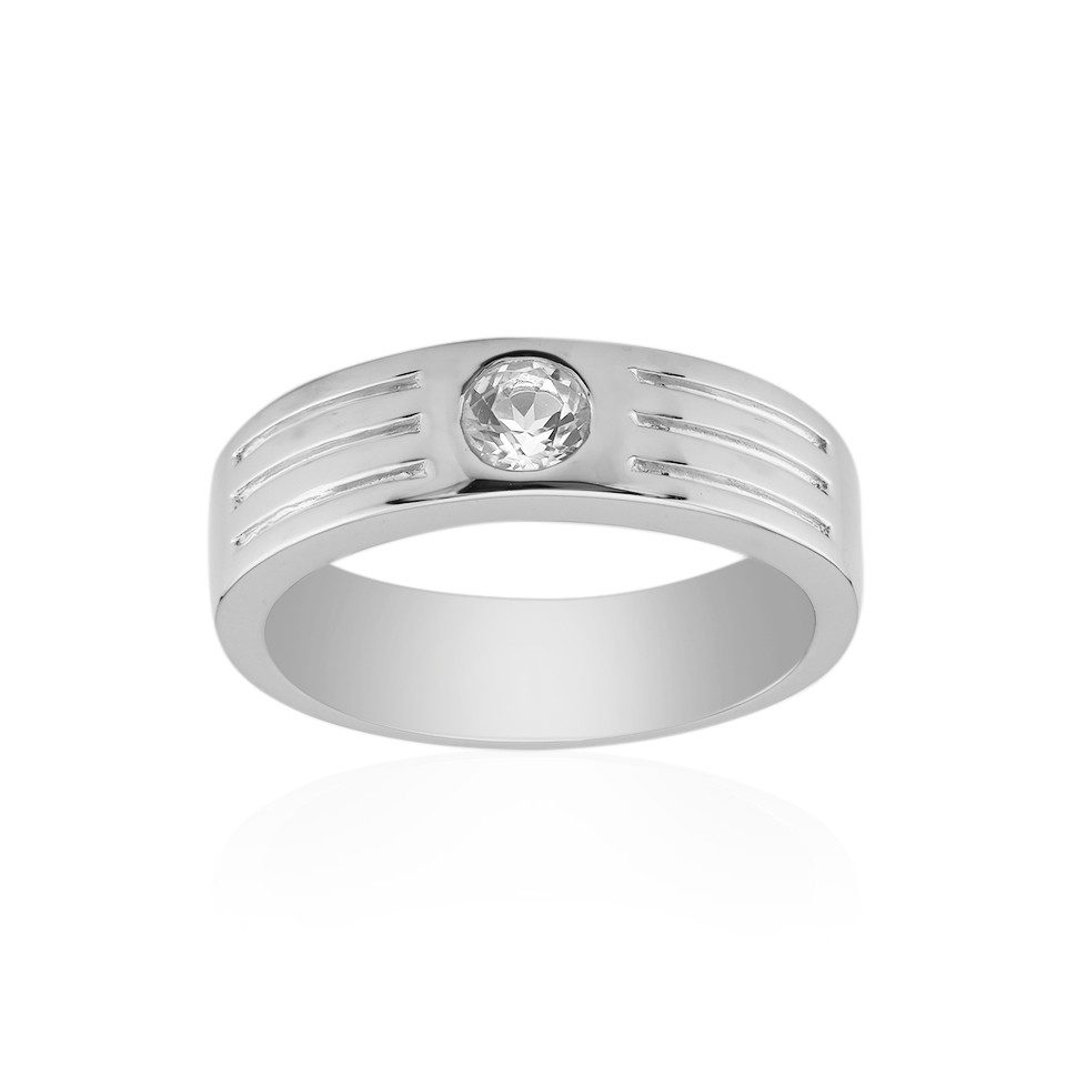 Silberring Brasilianischer Weißer Topas 925 Silber Herrenring, 0,26ct