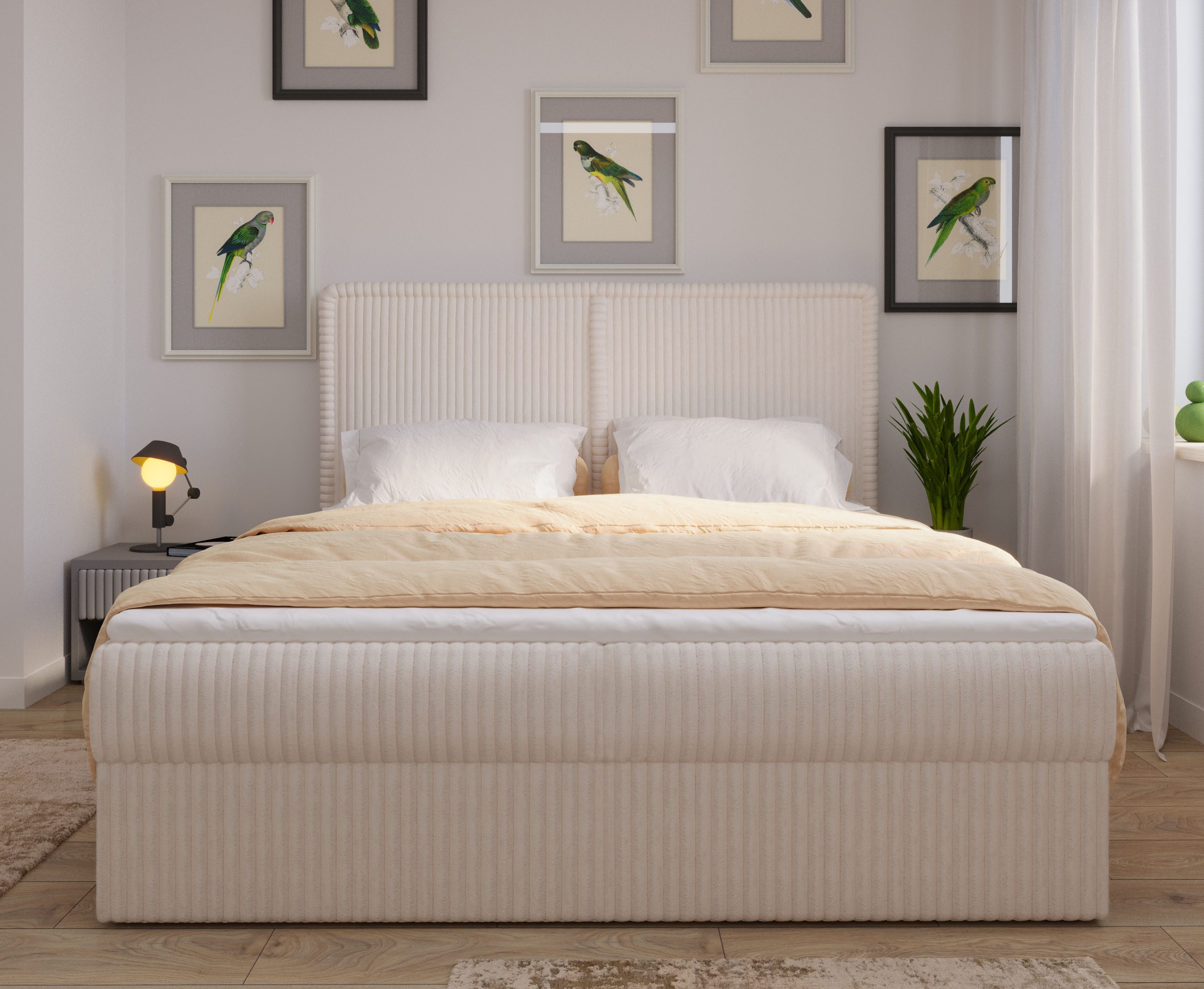 MOEBLO Boxspringbett Bett 04 (Bonell, Topper, Doppelbett gepolstertes Kopft günstig online kaufen