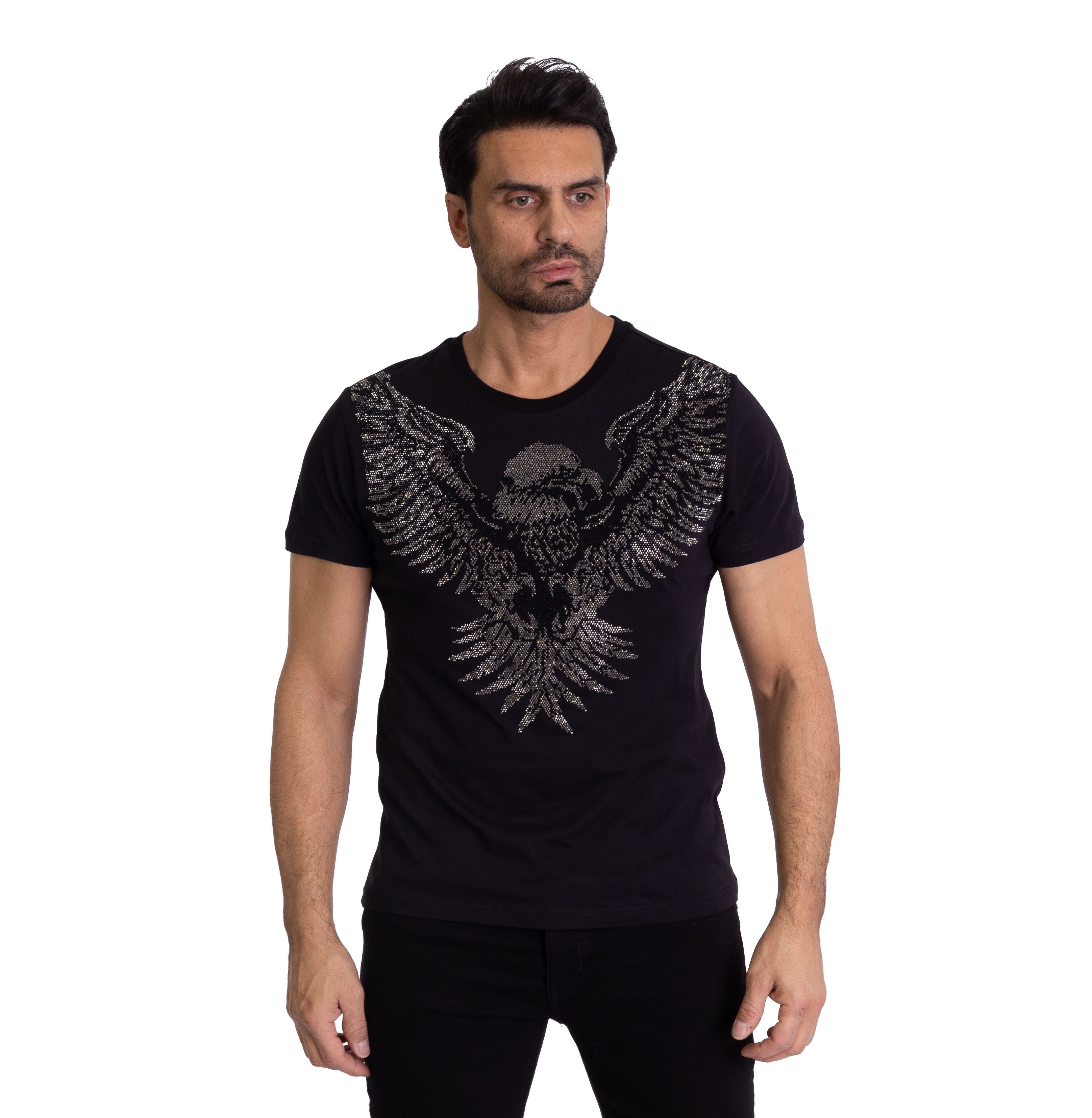 TRUENO T-Shirt Herren SLIM FIT Strass günstig online kaufen
