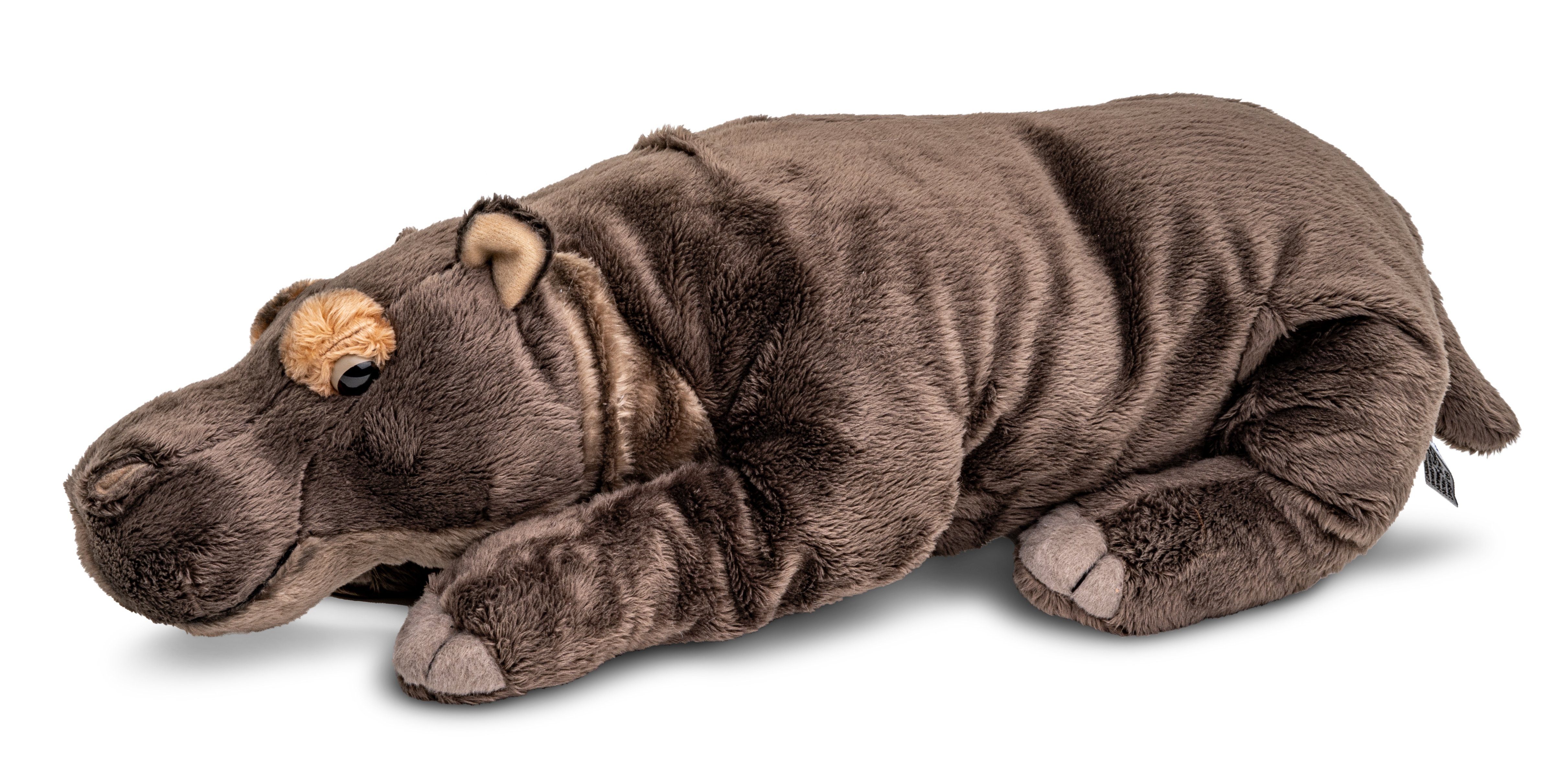 Uni-Toys Kuscheltier Nilpferd groß, liegend - 46 cm - Plüsch-Hippo, Flusspferd, Plüschtier, zu 100 % recyceltes Füllmaterial