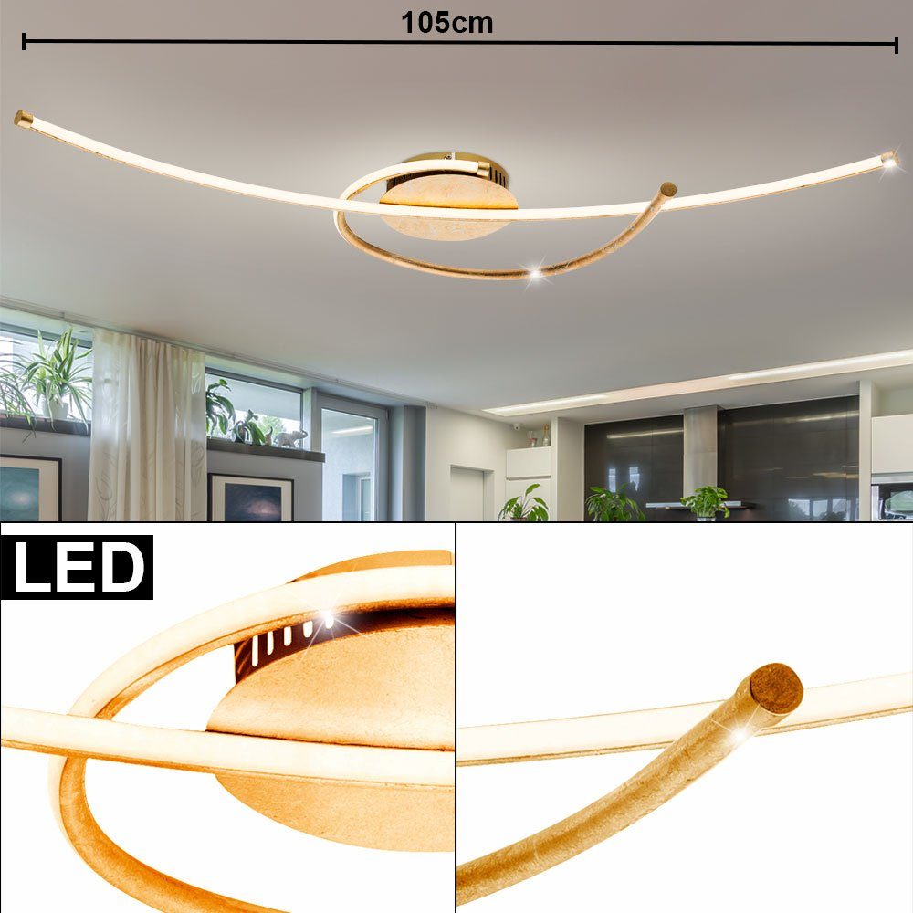 etc-shop Deckenleuchte, Design LED Decken Leuchte Arbeits Zimmer Leuchte  Gold Büro Strahler geschwungen online kaufen | OTTO