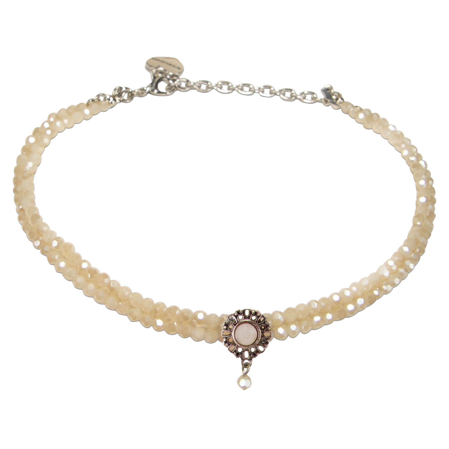 Alpenflüstern Collier Trachten Glamour-Kropfkette Helena (mondstein farben), - Perlen Halskette, Trachtenkette, eleganter Damen-Trachtenschmuck, Di