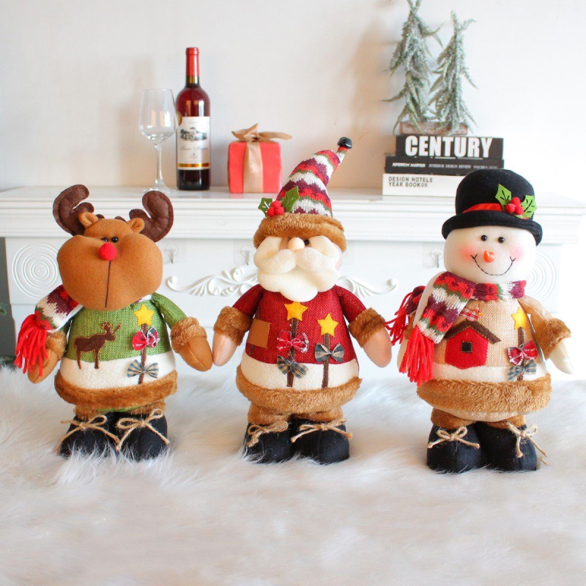 Creliv Weihnachtsmann 3er-Set, Weihnachtspuppe, teilweise handgefertigt (3 St)