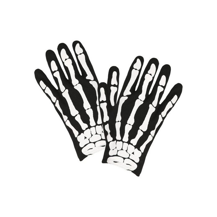 Widdmann Kostüm Skeletthandschuhe Klassische Kinderhandschuhe mit aufgedruckten Knochen
