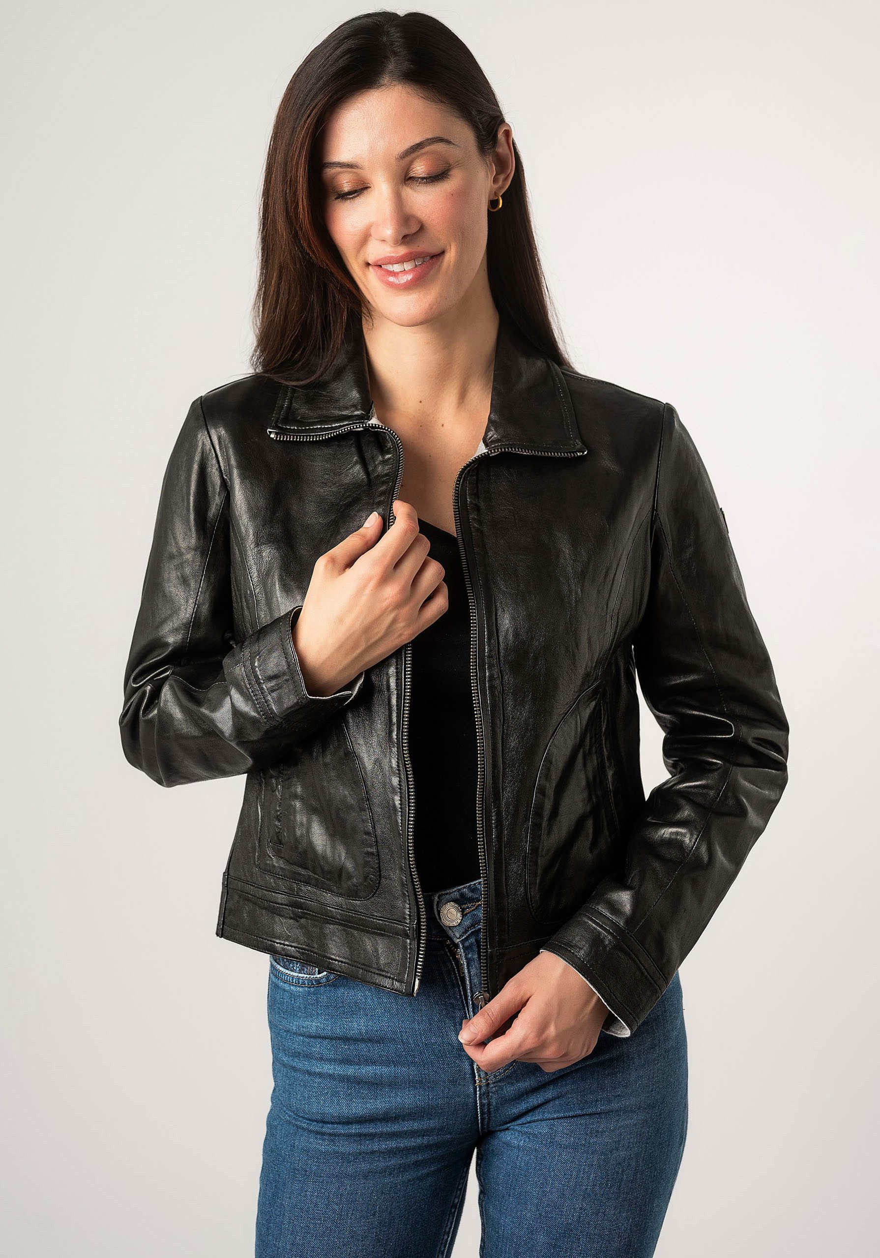 Mauritius Lederjacke MWLusan mit Umlegekragen günstig online kaufen