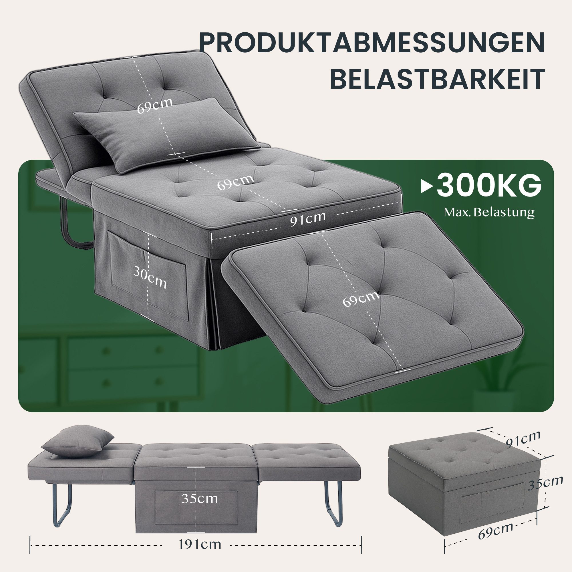 FLEXISPOT Schlafsofa Relaxsessel mit Liegefunktion, Loungesessel, günstig online kaufen