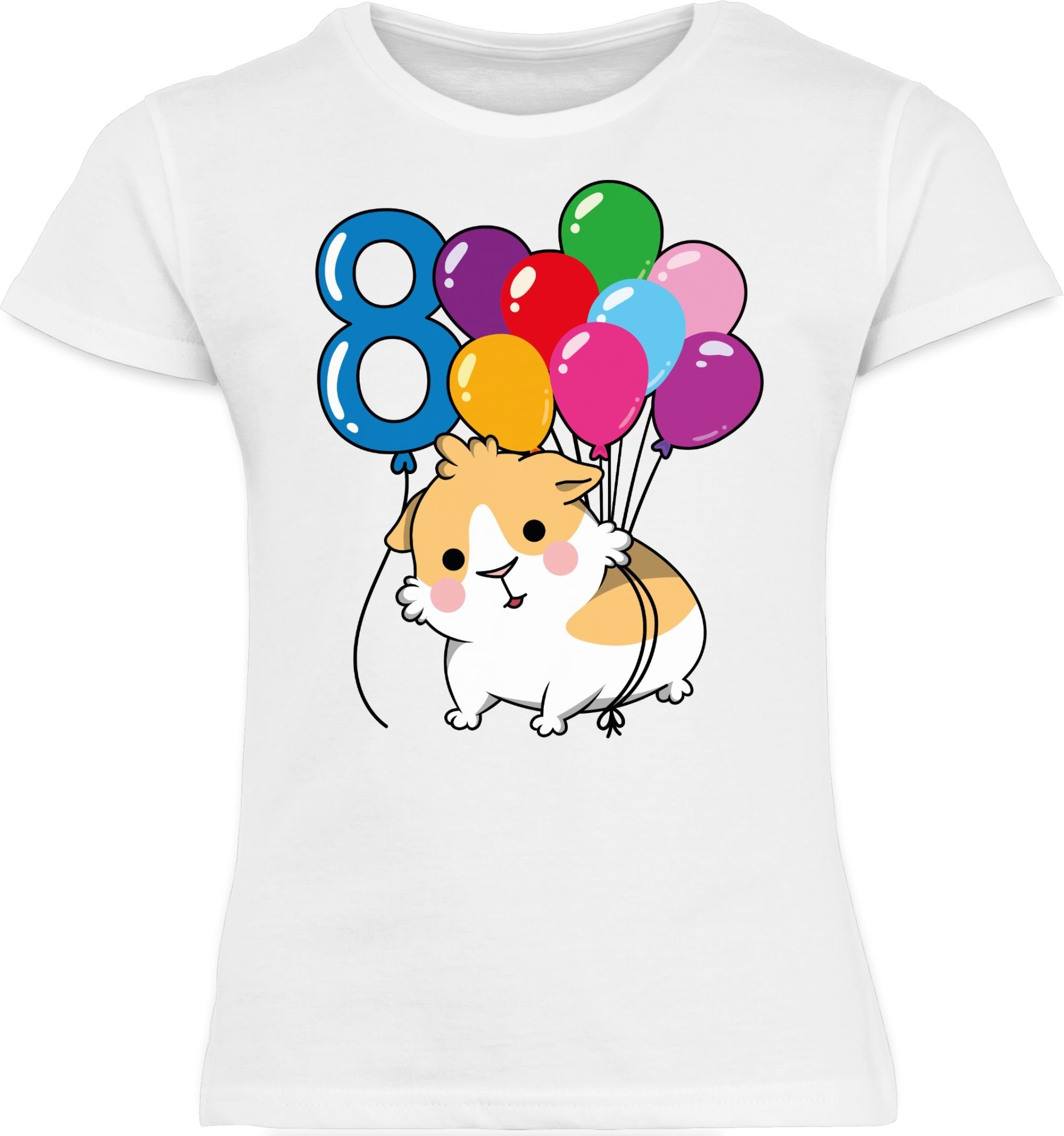 kinder Geburtstag Meerschweinchen Weiß 1 - Mädchen mädels - kindershirt - Shirtracer tshirt t Acht Kinder T-Shirt - meerschweinchen 8. shirt T-Shirt