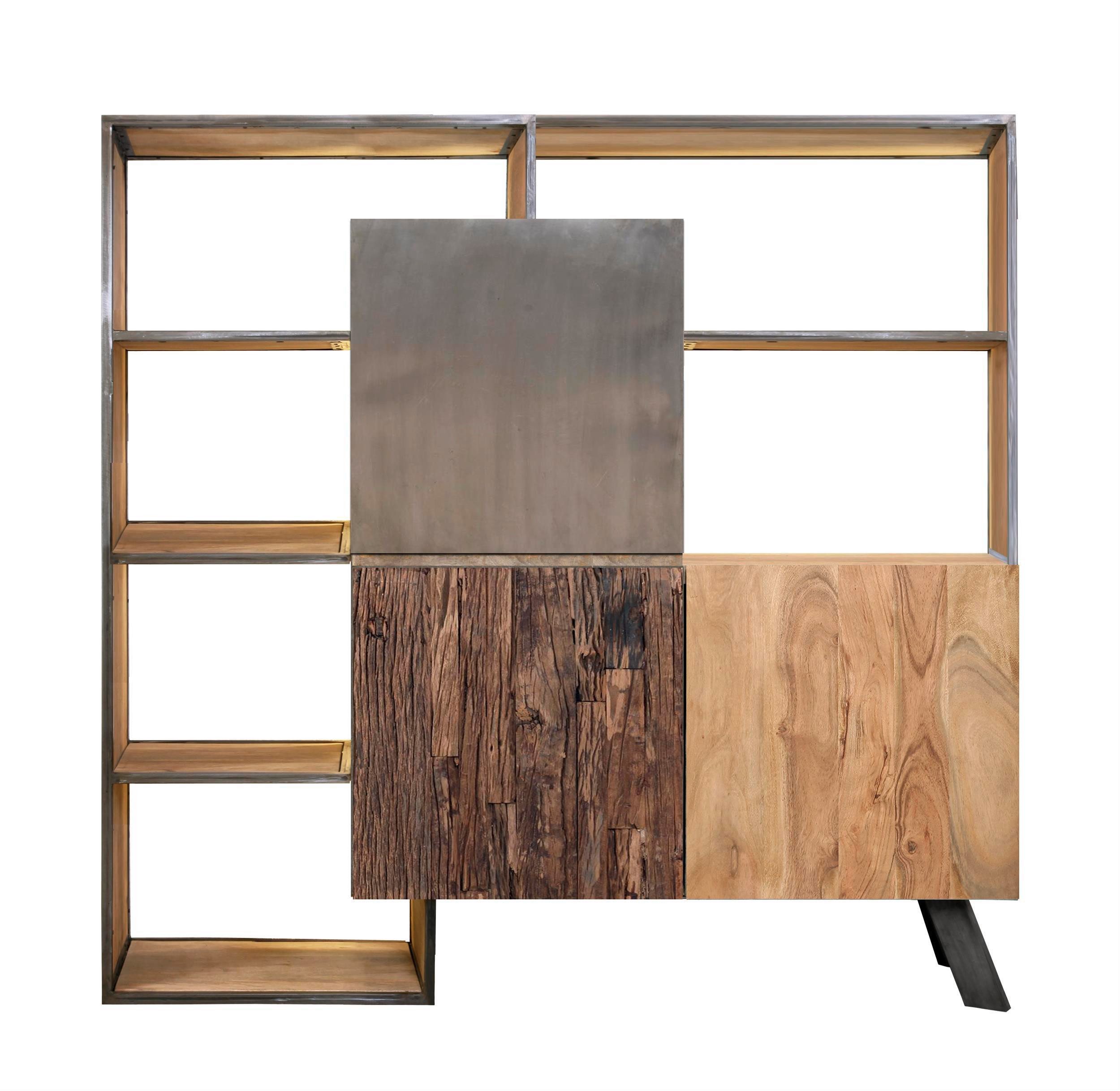 WOLF MÖBEL Ablageregal CITY Highbaord mit 3 Türen / 6 Ablagen / Licht, 165x40x160, CITY Highbaord mit 3 Türen / 6 Ablagen / Licht