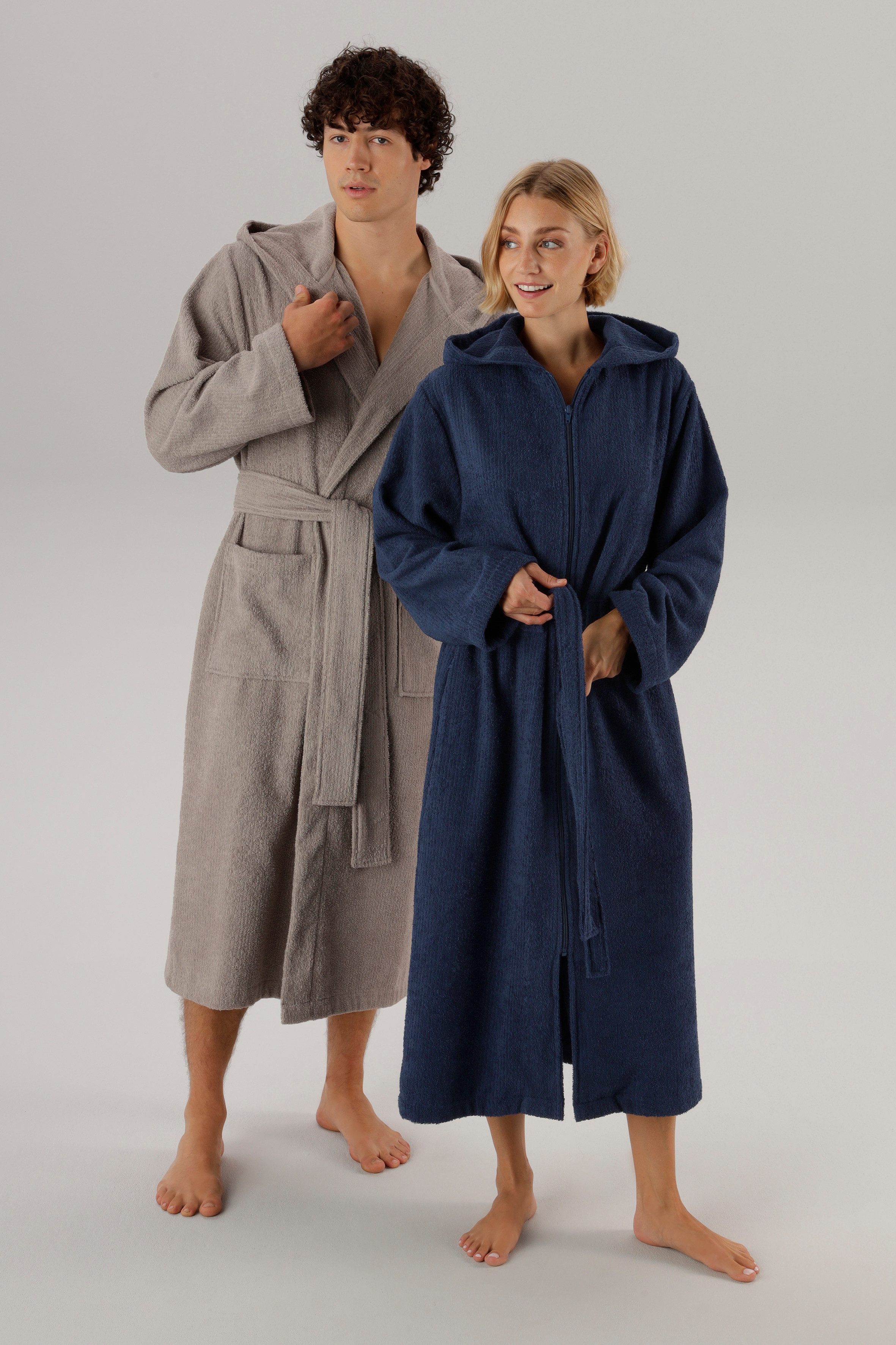 OTTO home Unisex-Bademantel Riva, für Damen & Herren, Standard & Premium Qualität, Langform, Walkfrottee, Kapuze, Gürtel, 100 % Baumwolle, Reise, Hotel, Sauna, XS-3XL