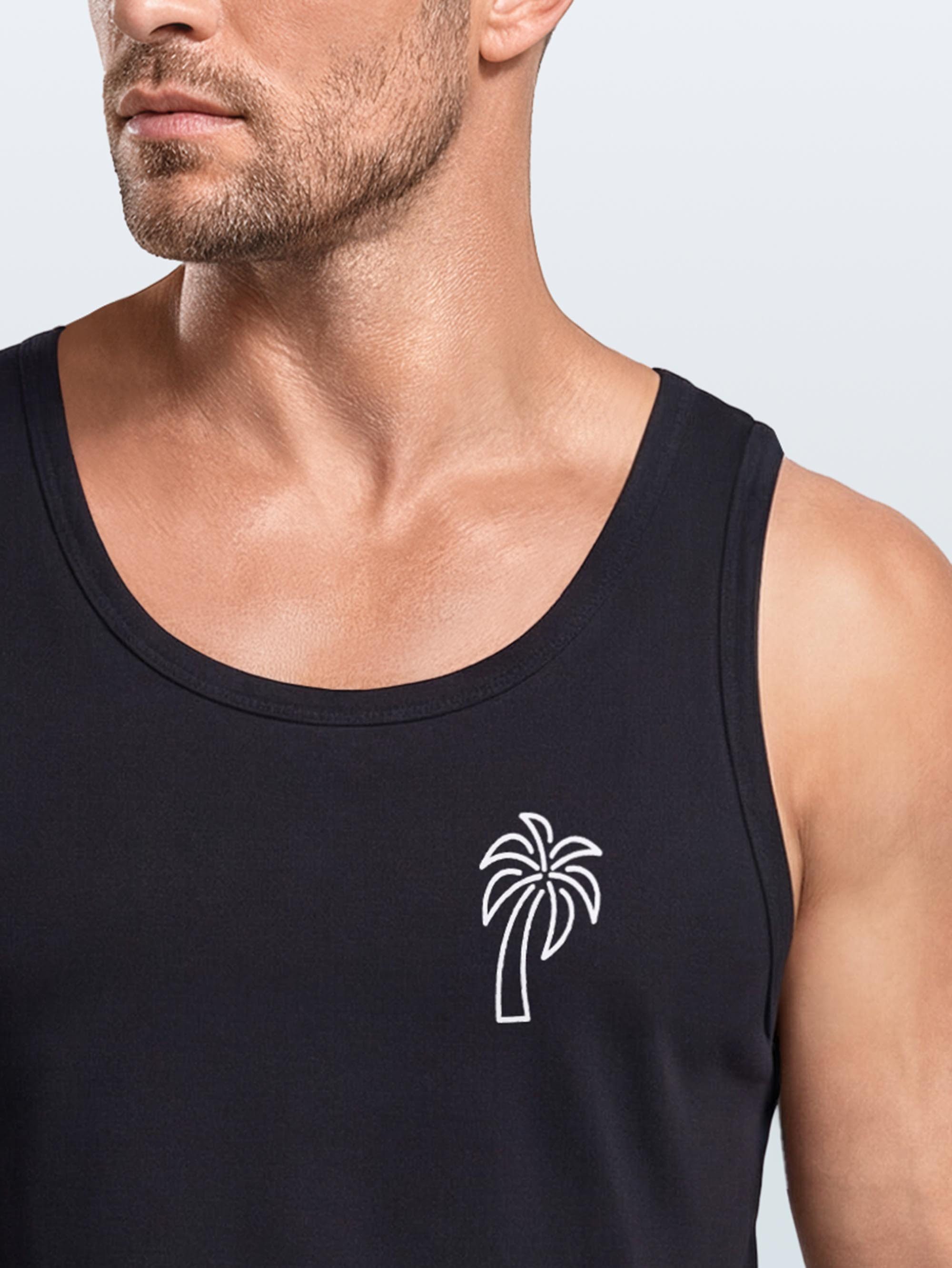 Neverless Tanktop Herren Tank-Top Palme Logo Print Sommer Badge Emblem Minimal Line Art mit Print