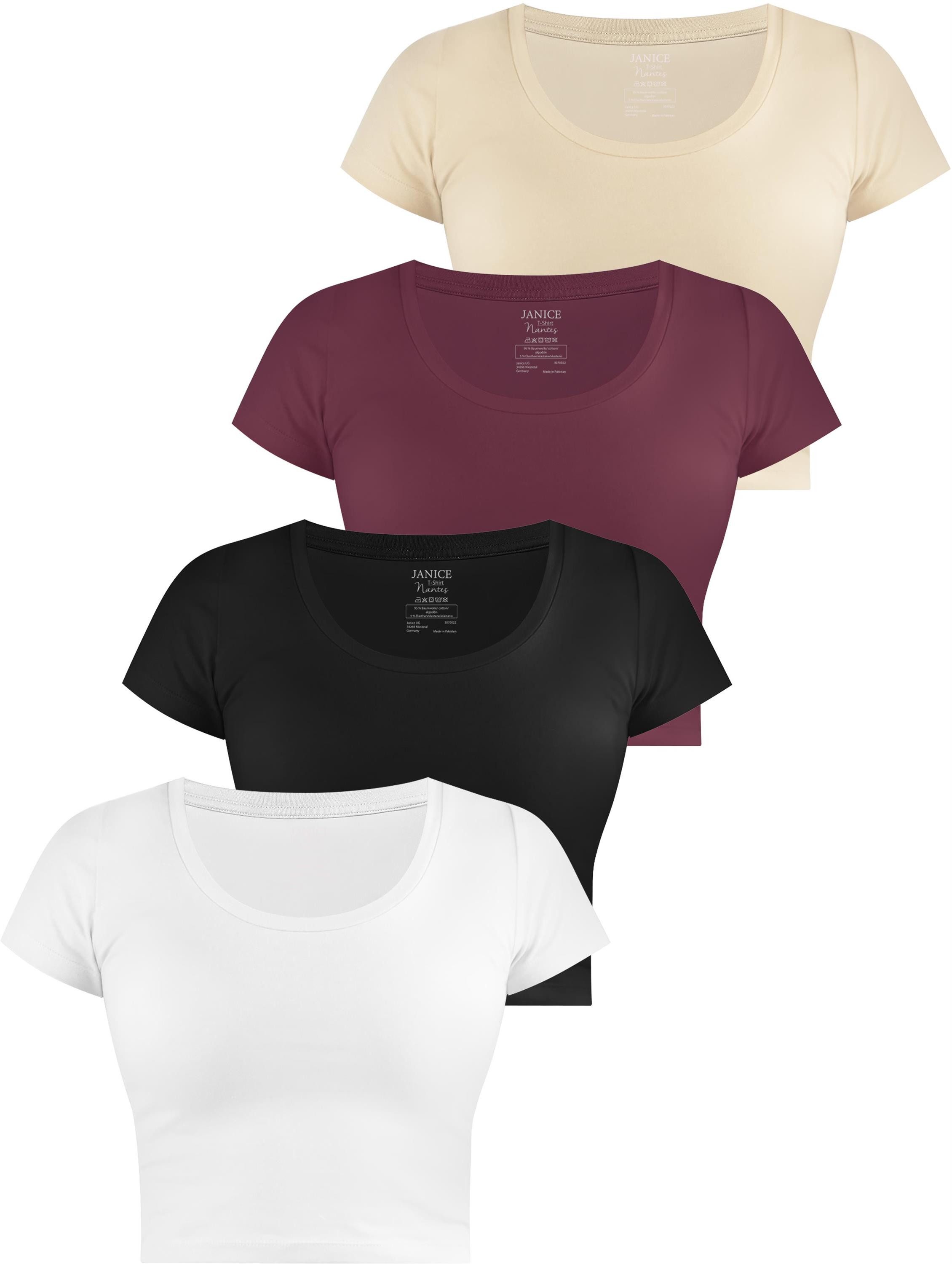 Kurzarmshirt 4 x Damen crop T-Shirt Nantes