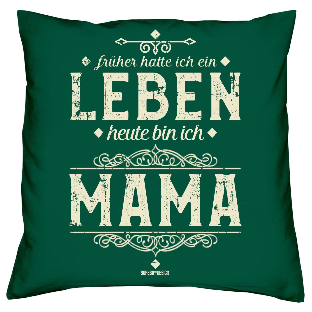 Soreso® Dekokissen Kissen Heute bin Geburtstag & Sleep, ich Geschenke dunkelgrün Sprüche Mama Weihnachten Socken Muttertag