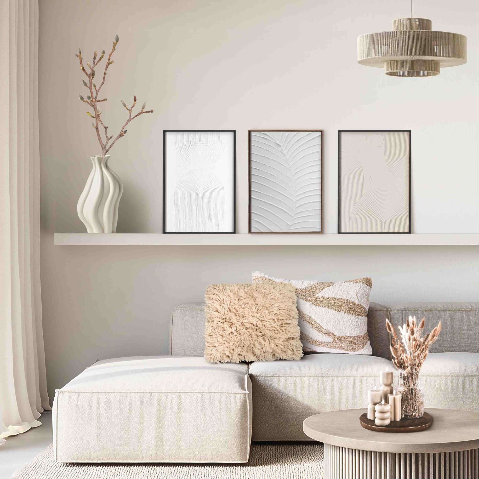 Reinders! Wandbild Organische Patterns, (3 St), Wohnzimmer - Schwarz-Weiß - MDF - Abstrakt - 30x40 cm