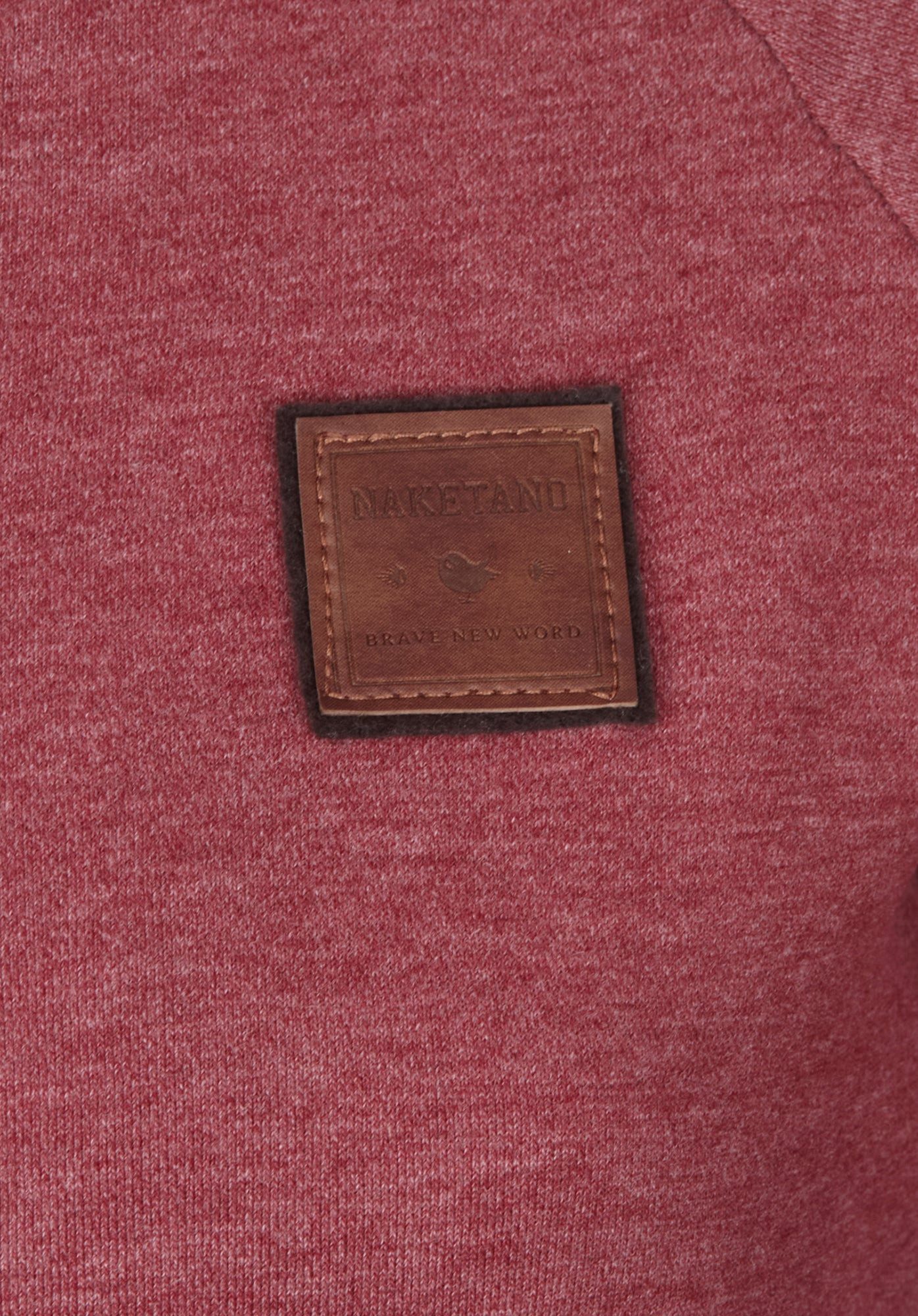 naketano Sweatjacke Damen hoher Stehkragen, Reißverschluss, weiche Sweatware, Rippbündchen seitliche Taschen, Kordelzug, Logo-Patch, casual, Streetwear, meliert – Bild 4 von 5