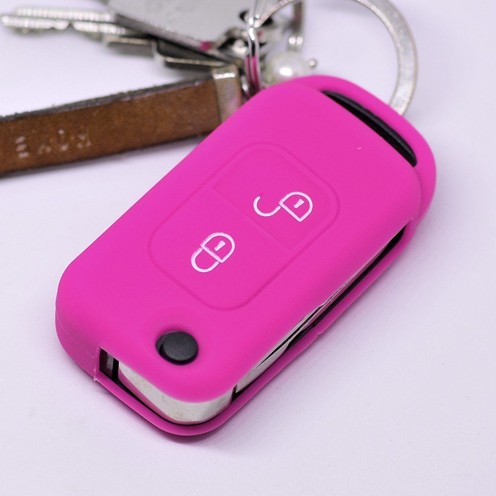Klappschlüssel mt-key Pink, 2 W168 Autoschlüssel A-Klasse Silikon Schutzhülle Benz für Softcase Schlüsseltasche R170 Mercedes Tasten SLK