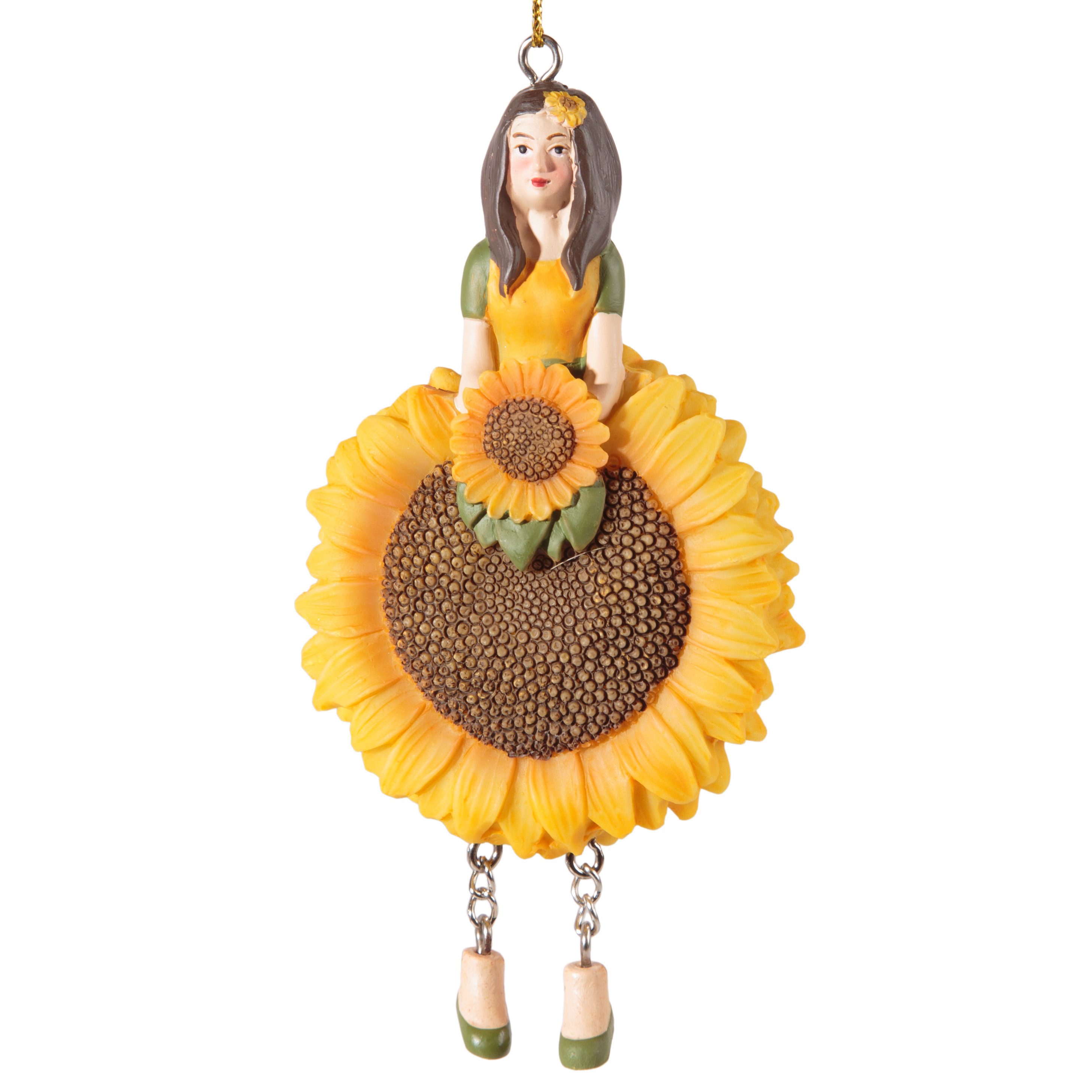 ROSEMARIE SCHULZ Heidelberg Engelfigur Blumenmädchen "Soleil" – Engelsfigur zum Aufhängen, handbemalt, Perfekt zu jedem Anlass - Geburtstag, Weihnachten!, Sammelfigur