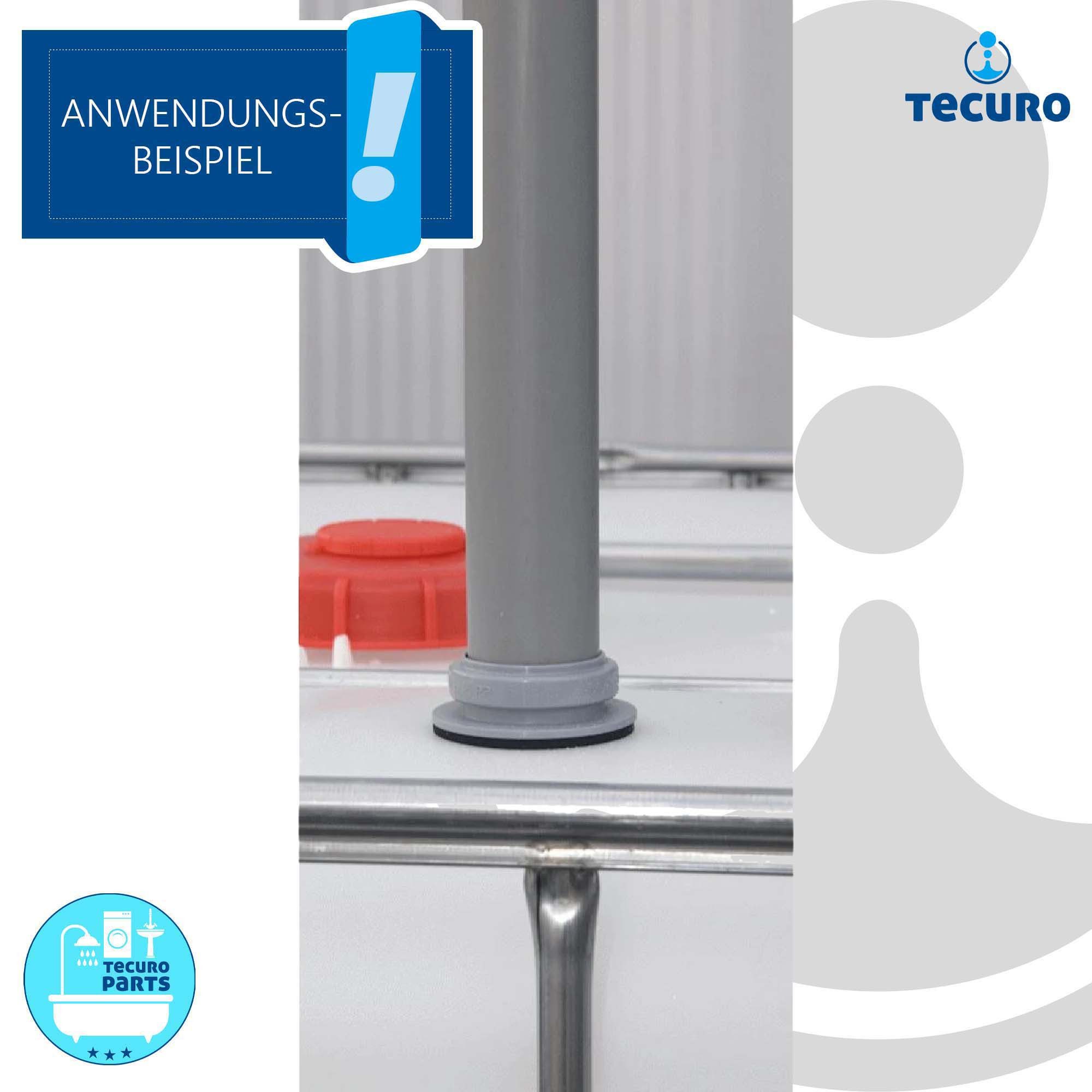 tecuro Ablaufrohr Anschraub-Muffe DN 75, KS-grau, inkl. Kreisschneider Ø 121 mm