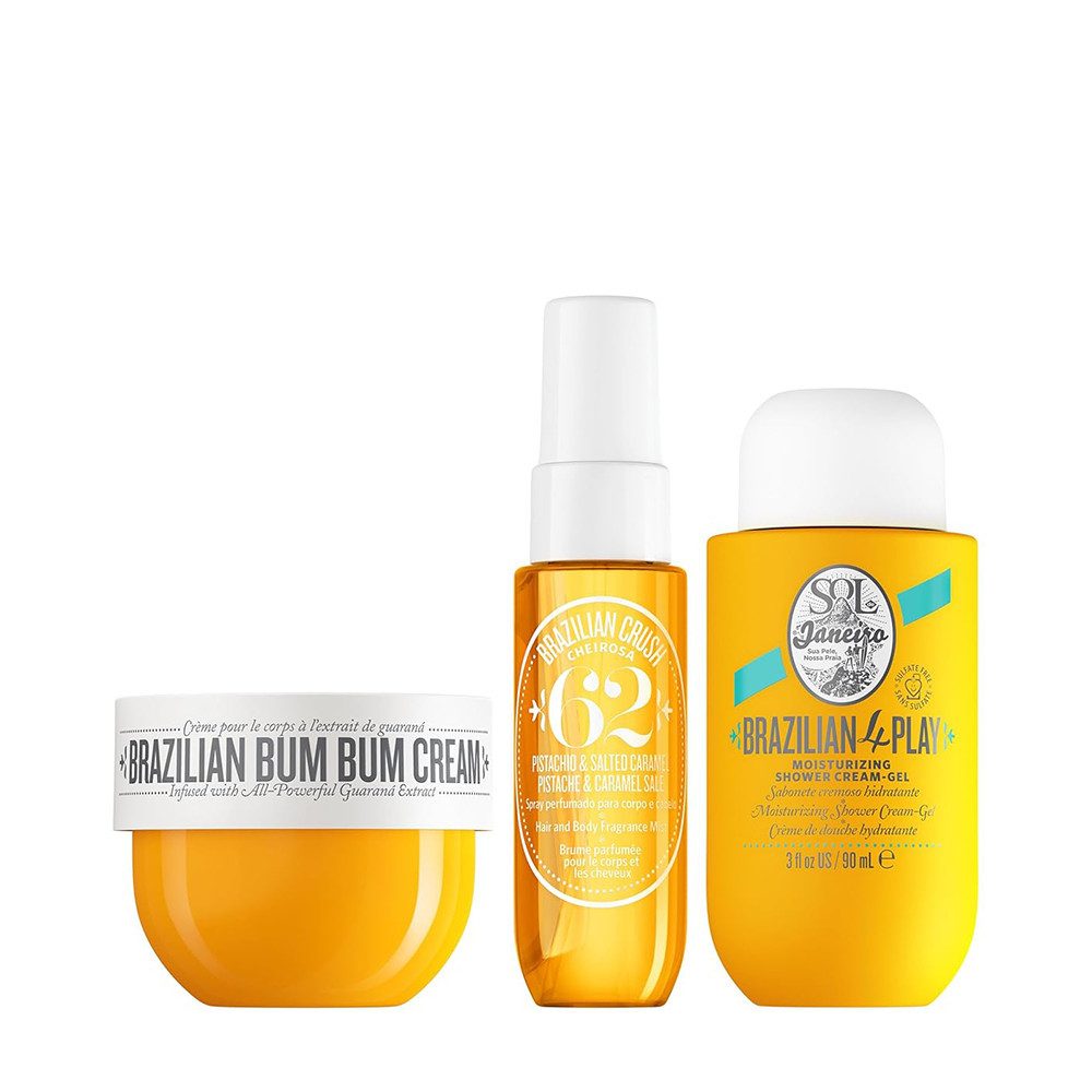 Sol de Janeiro Pflege-Geschenkset Bum Bum Jet Set - Orange - Luxus-Geschenkset, 3-tlg., Pflegeset mit Cream, Shower Gel & Body Mist in Reisegrößen