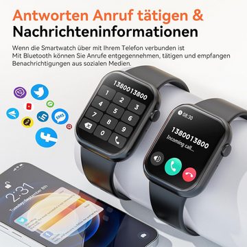 Hwagol Smartwatch (1,85 Zoll, Android, iOS), mit Bluetooth Anrufe, Uhr Damen Herren mit 140+ Sportmodi SpO2 Pulsuhr